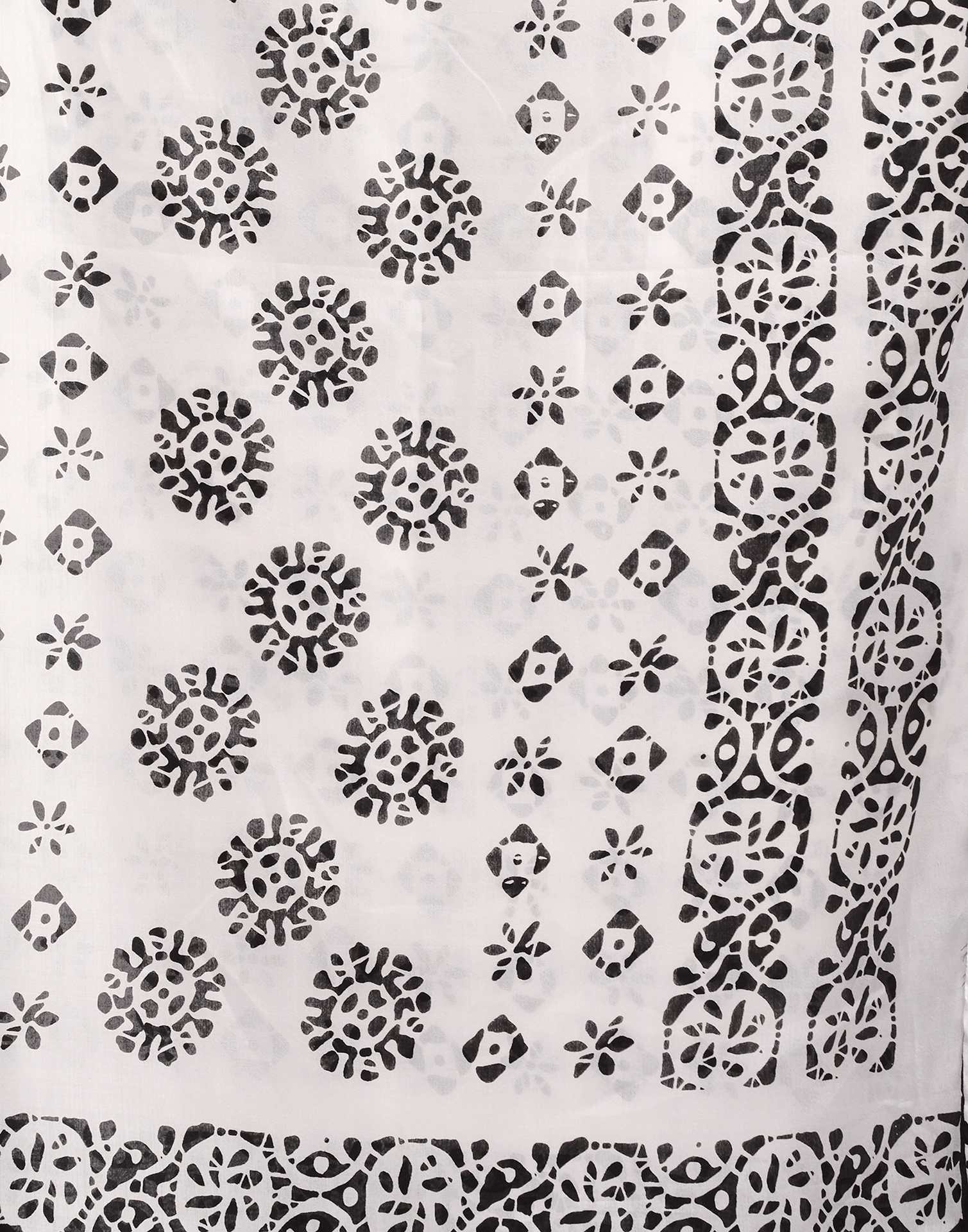White Silk Printed Saree