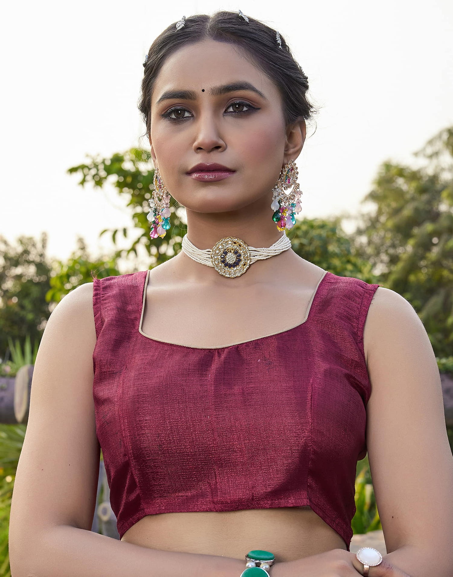 Off White Cotton Blend Printed Saree