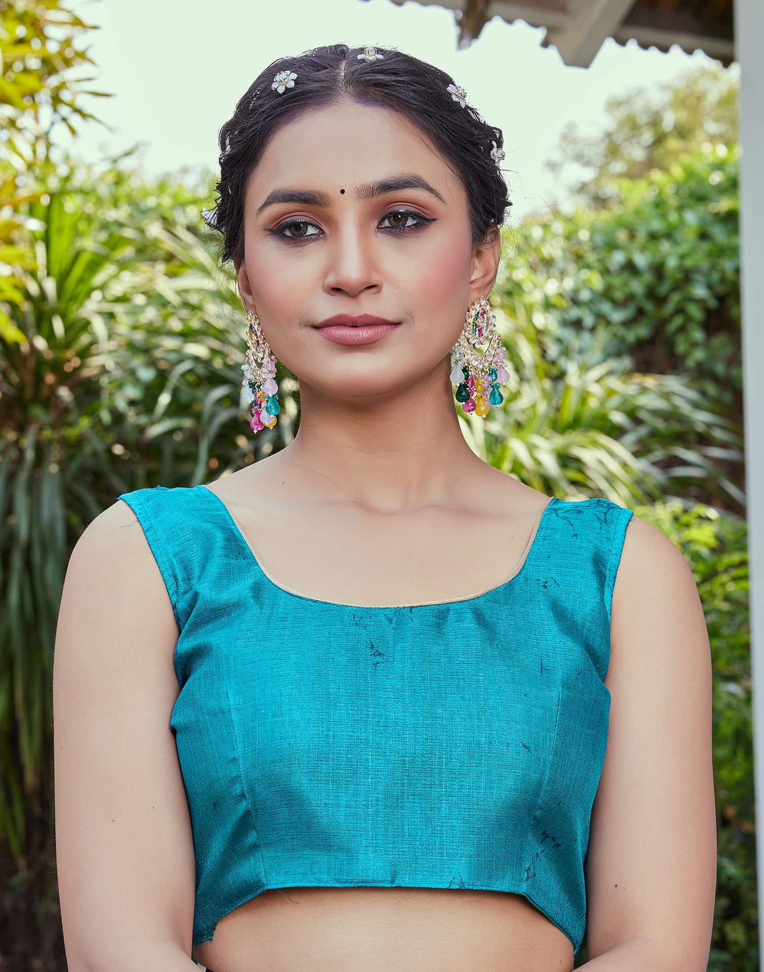 White Cotton Blend Printed Saree