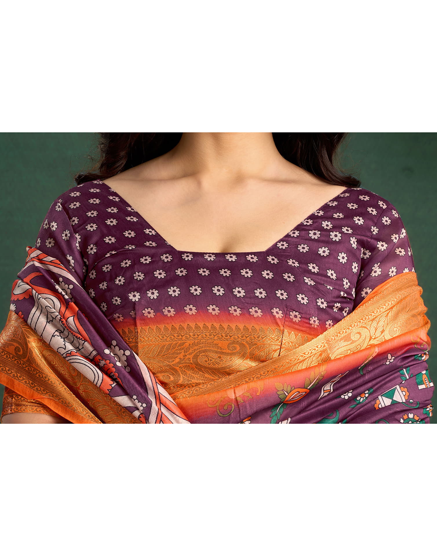 Wine Tussar Silk Printed Kalamkari Saree