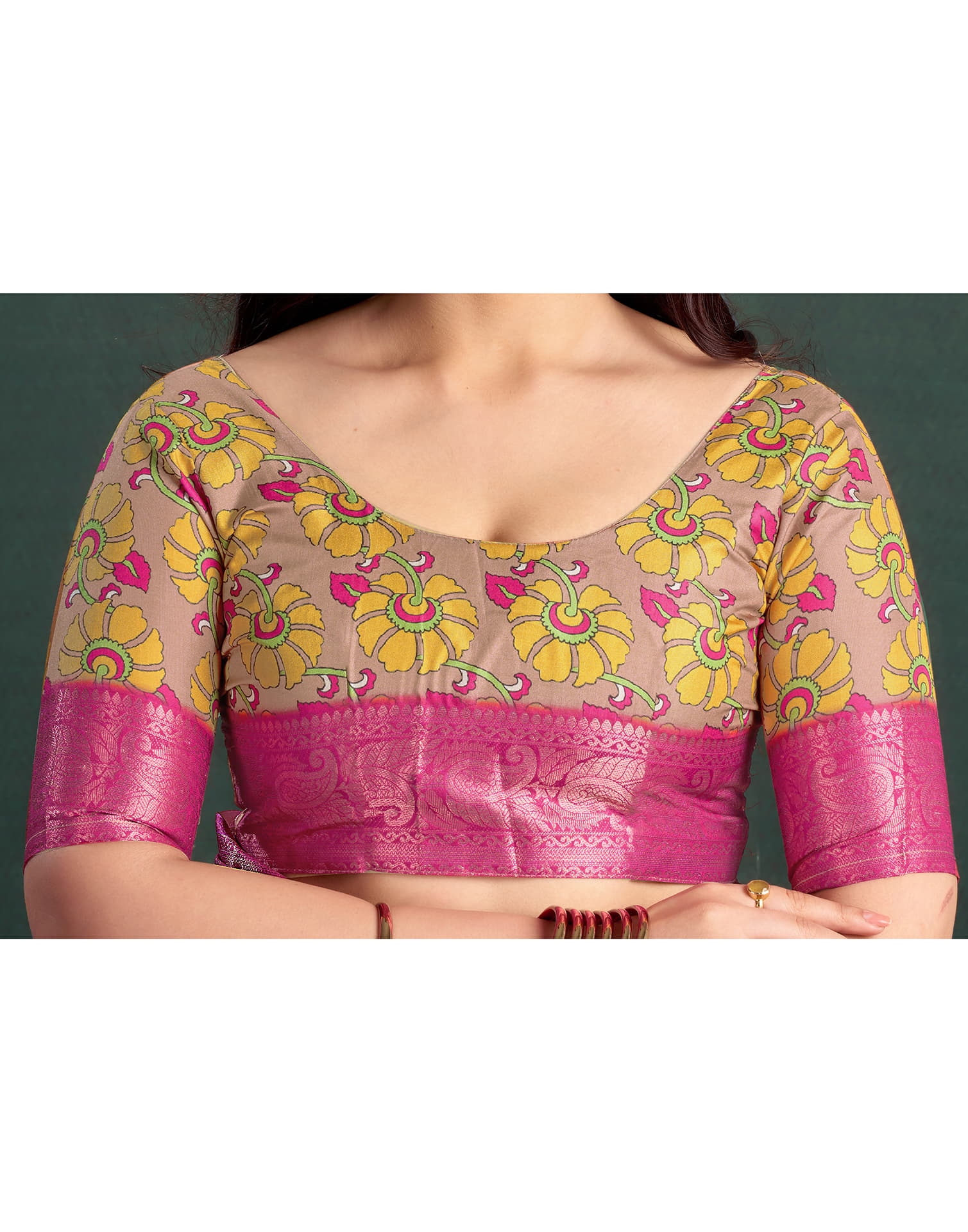 Cream Tussar Silk Printed Kalamkari Saree