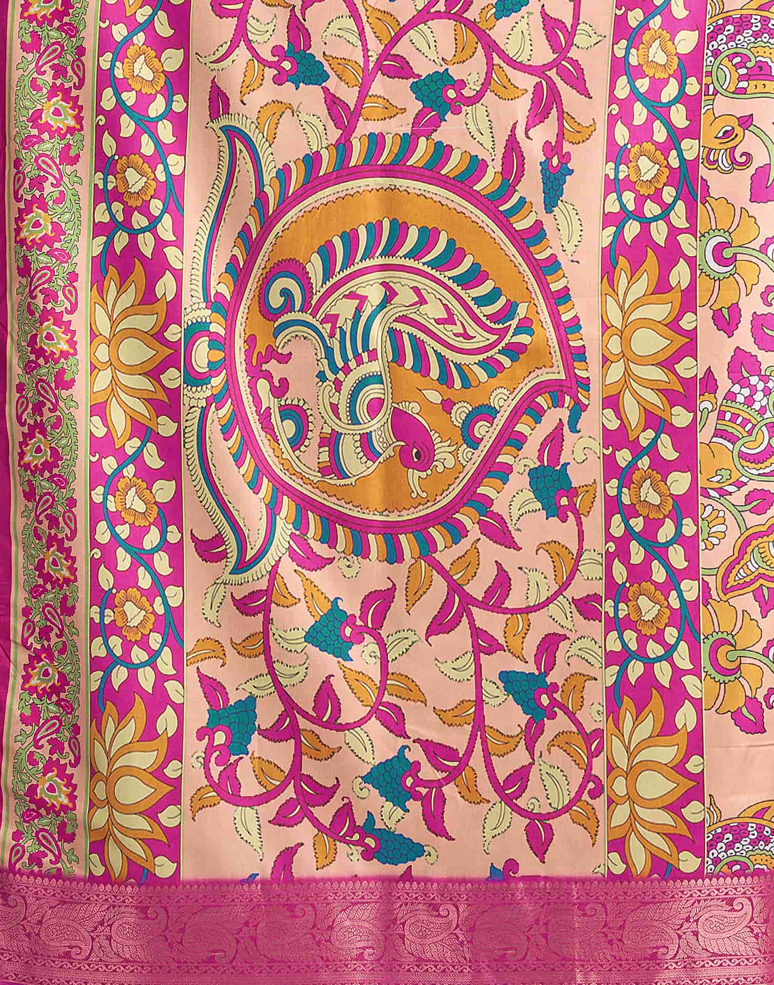 Cream Tussar Silk Printed Kalamkari Saree