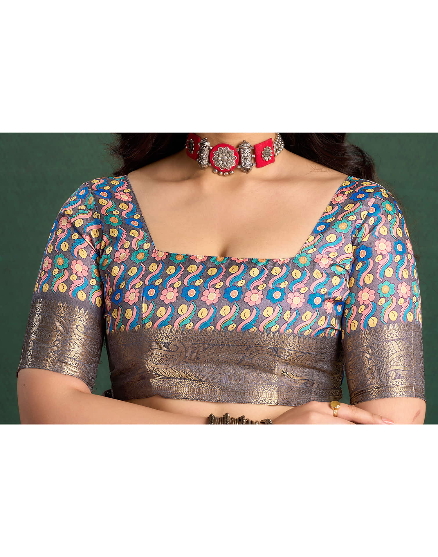 Dark Cream Tussar Silk Printed Kalamkari Saree