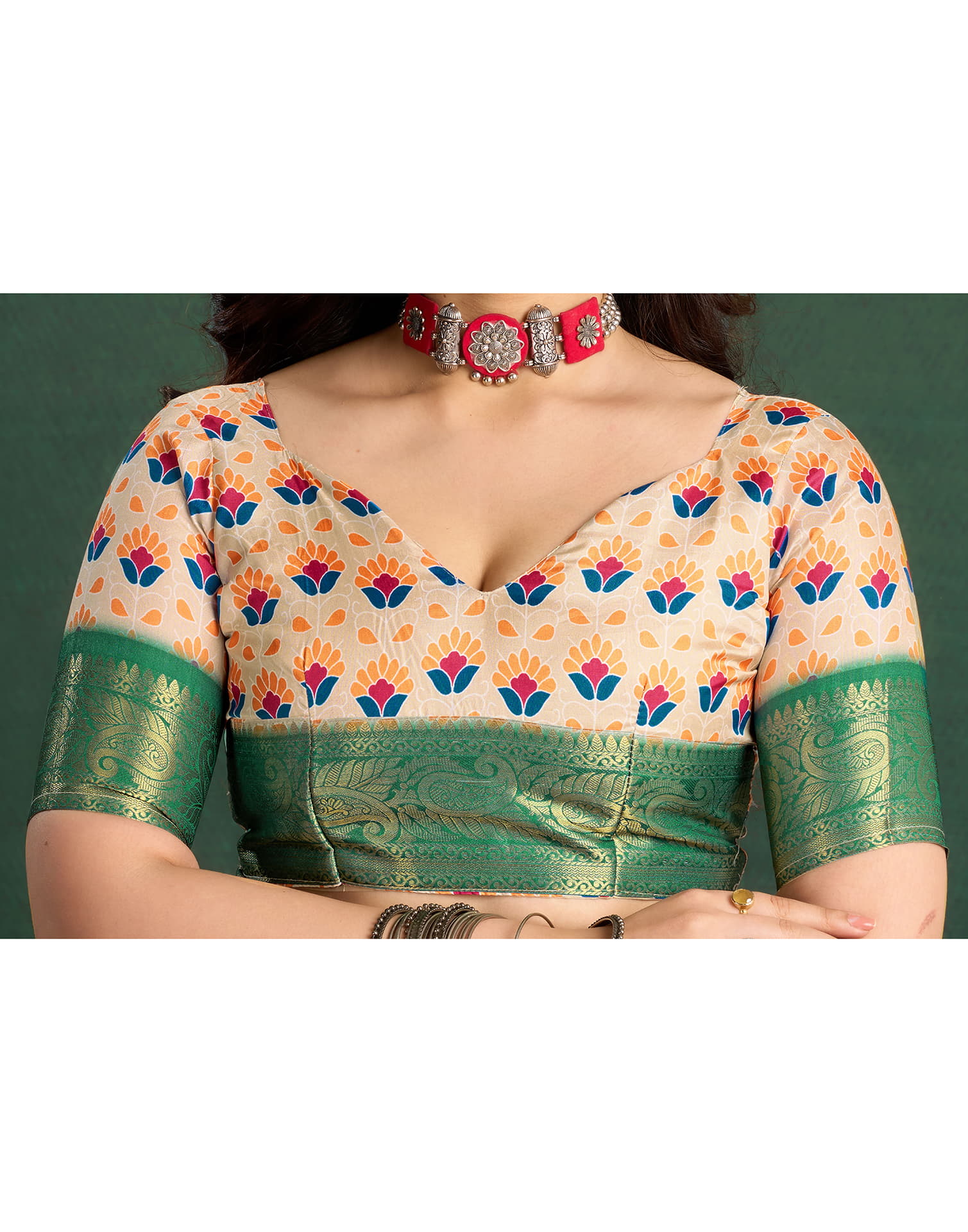 Light Khaki Tussar Silk Printed Kalamkari Saree