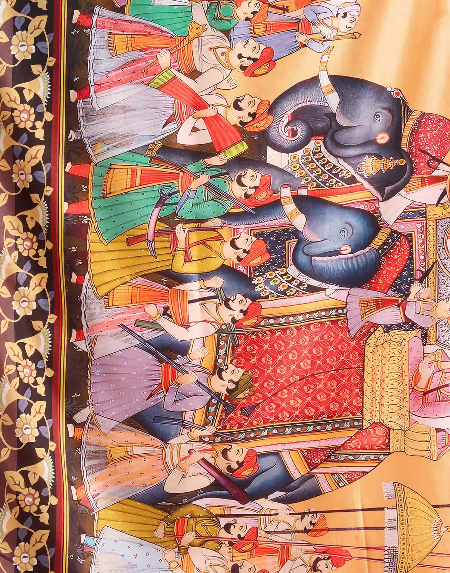 Light Orange Tussar Silk Printed Kalamkari Saree