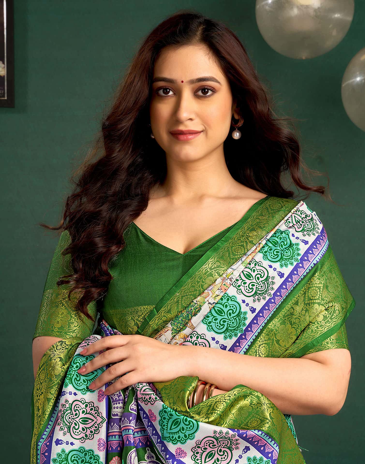 White Tussar Silk Printed Kalamkari Saree