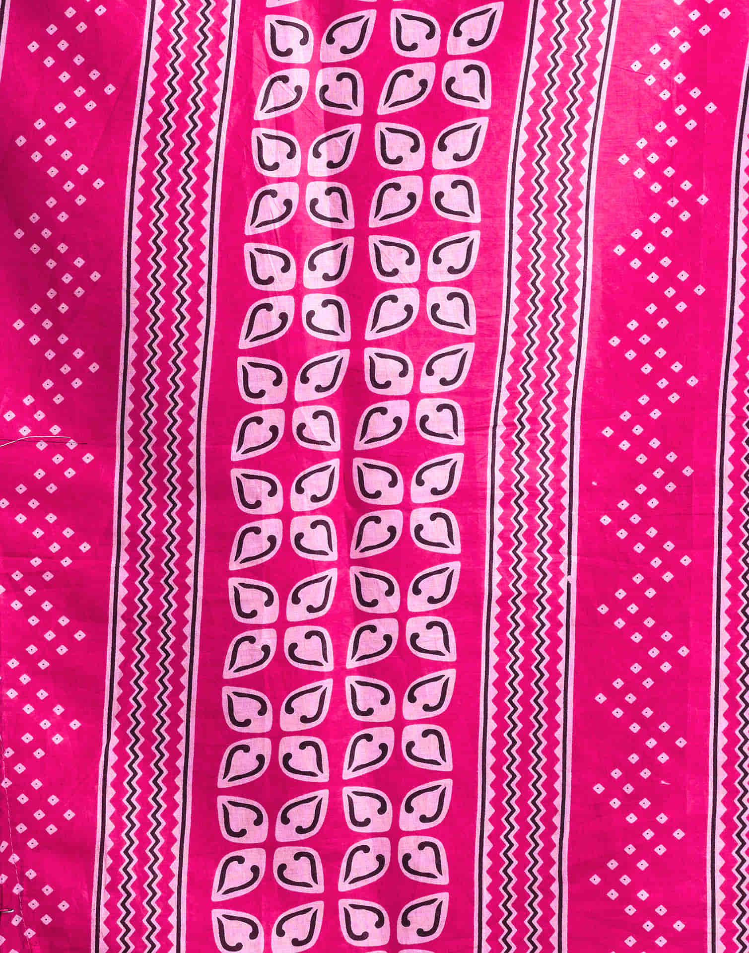 Pink Cotton Printed Bandhani Saree