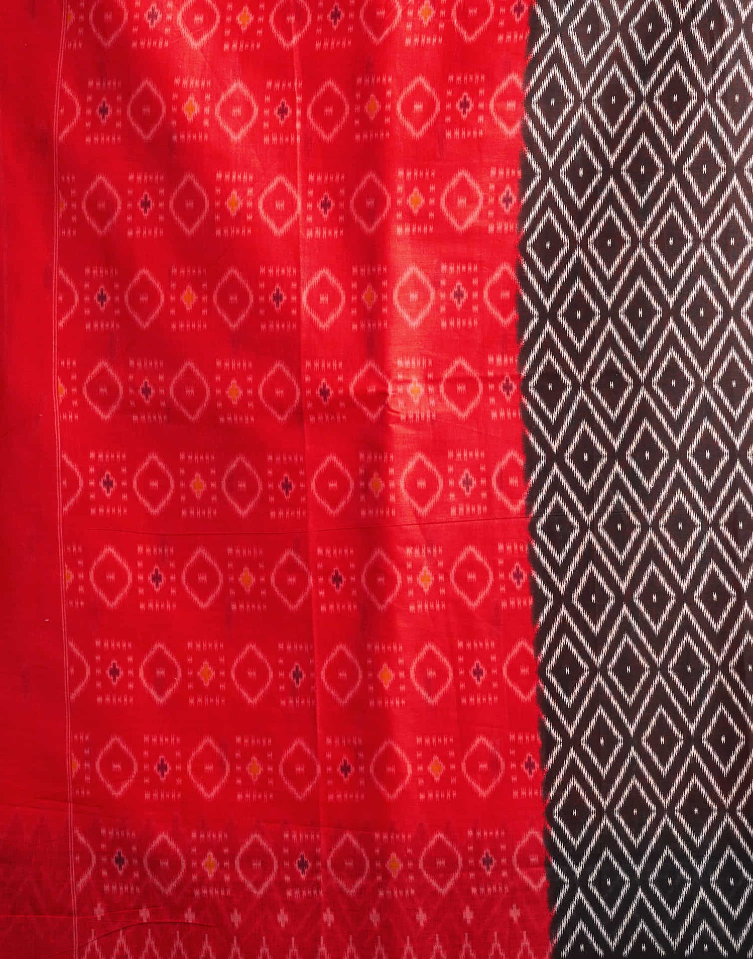 Orange Cotton Ikkat Printed Saree