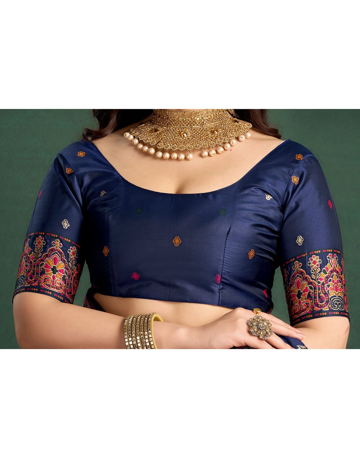 Navy Blue Silk Minakari Banarasi Saree