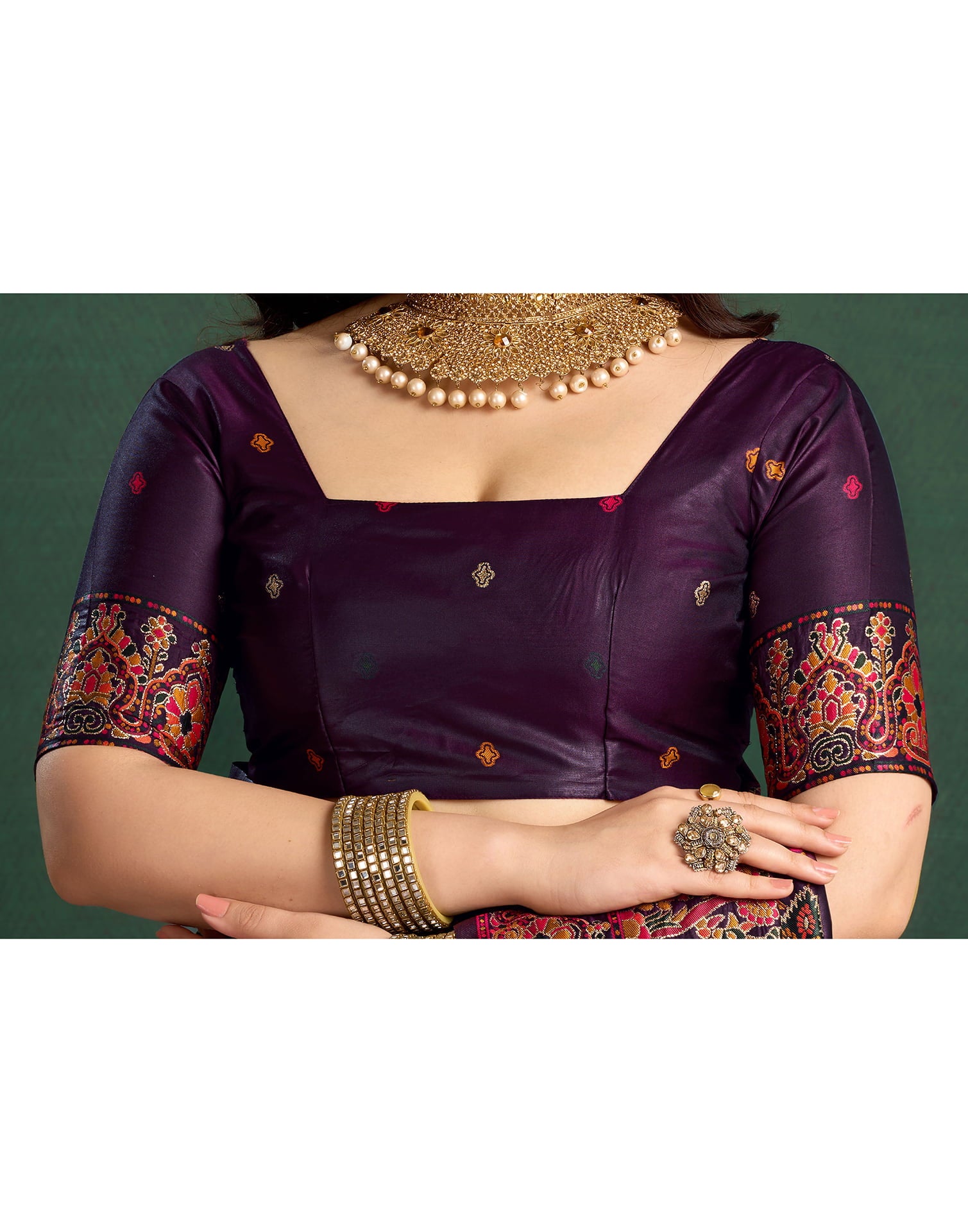 Wine Silk Minakari Banarasi Saree