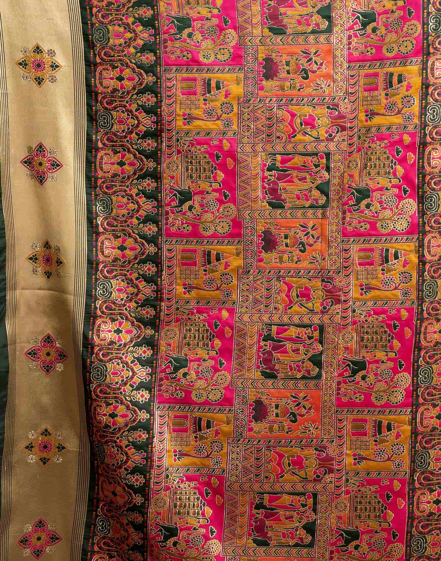 Dark Green Silk Minakari Banarasi Saree