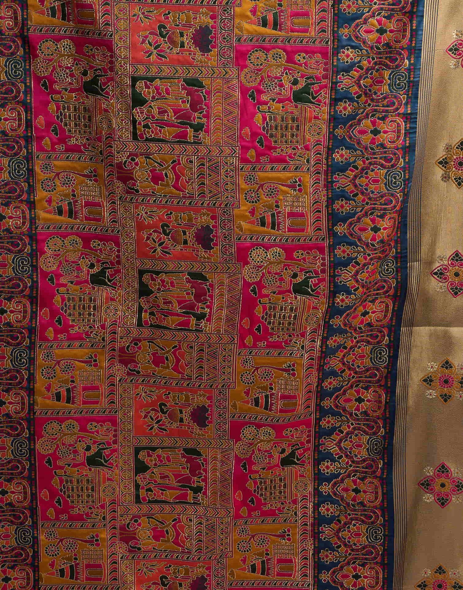 Rama Blue Silk Minakari Banarasi Saree