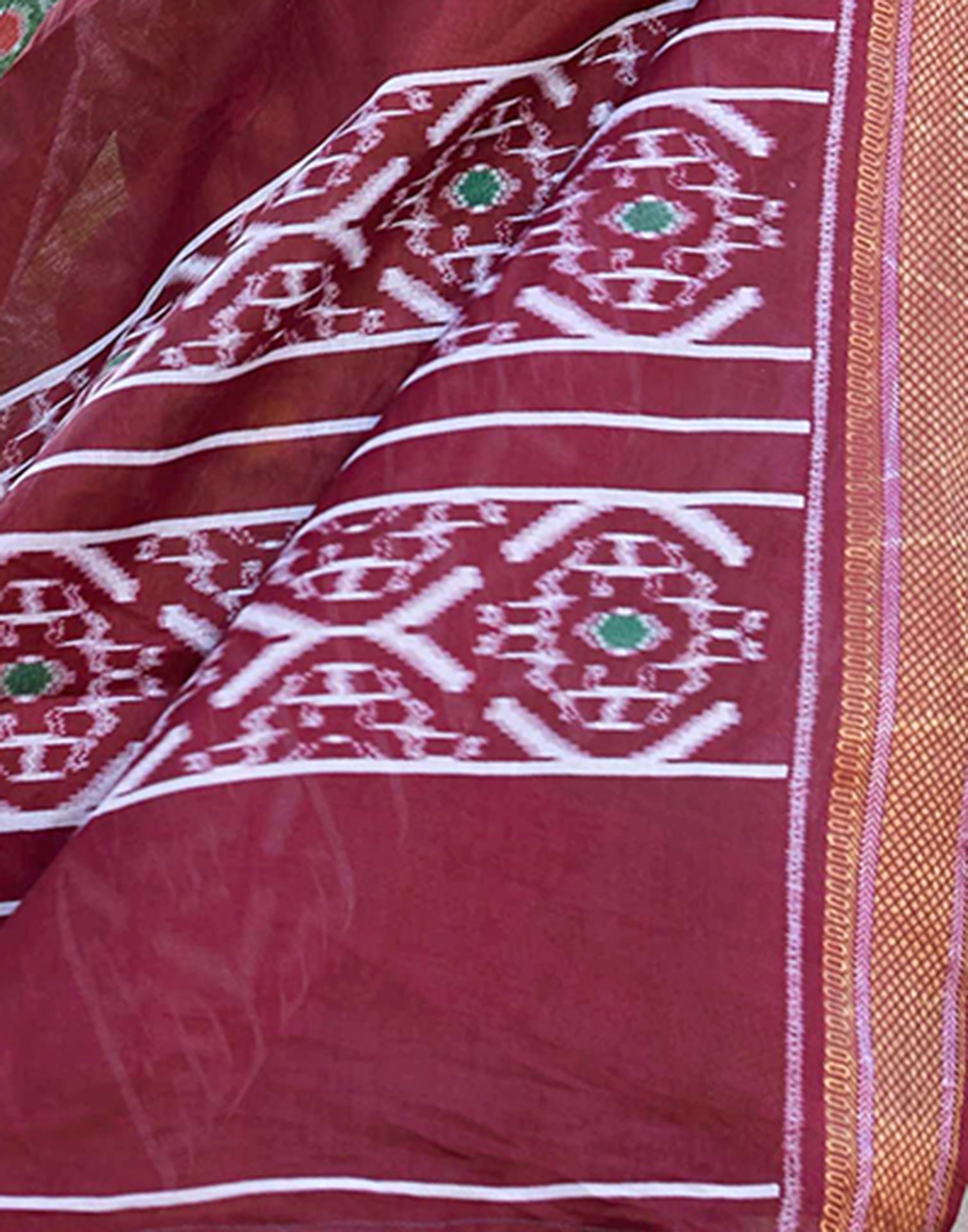 Green Cotton Ikkat Printed Saree