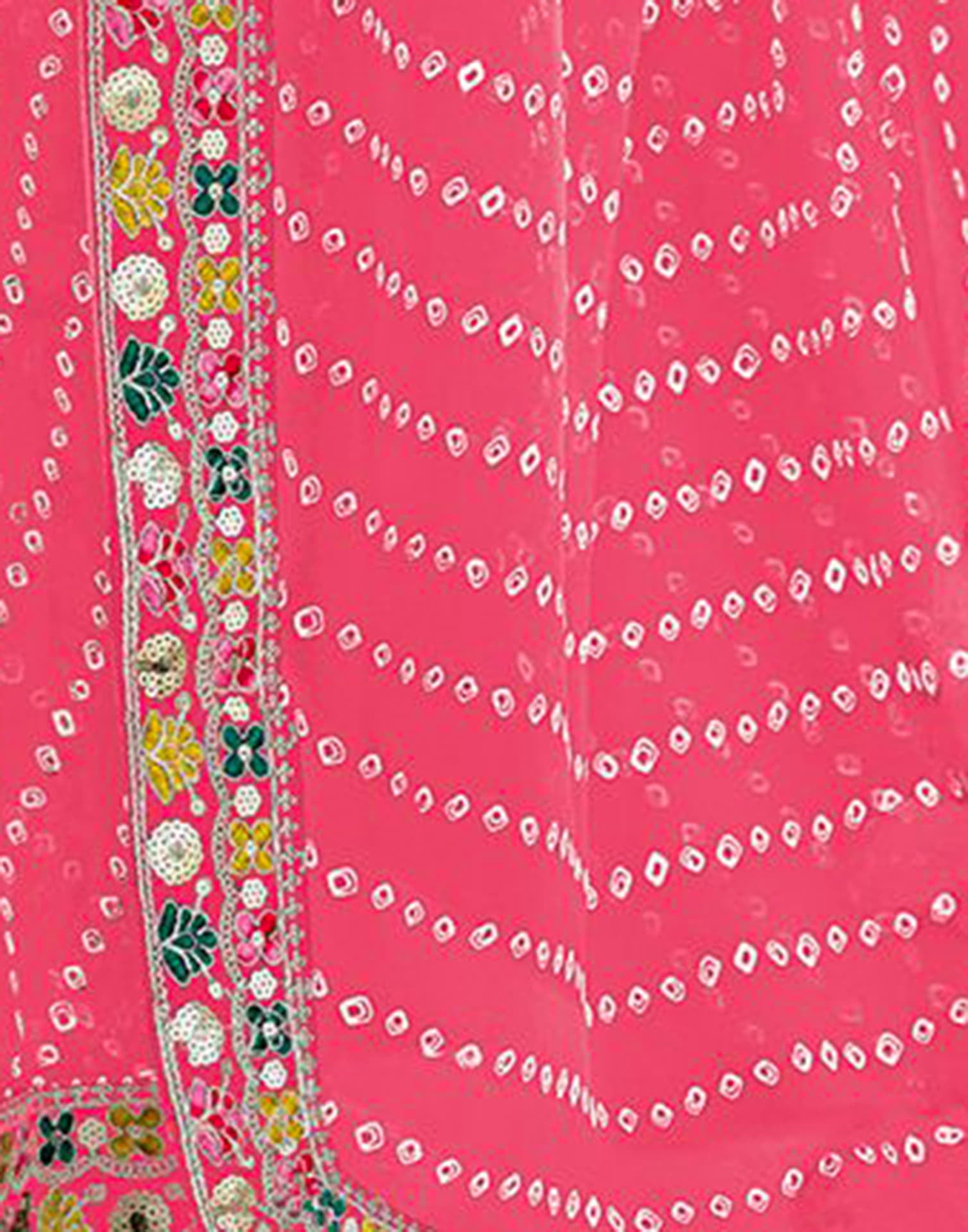 Light Pink Georgette Printed Bandhani Saree