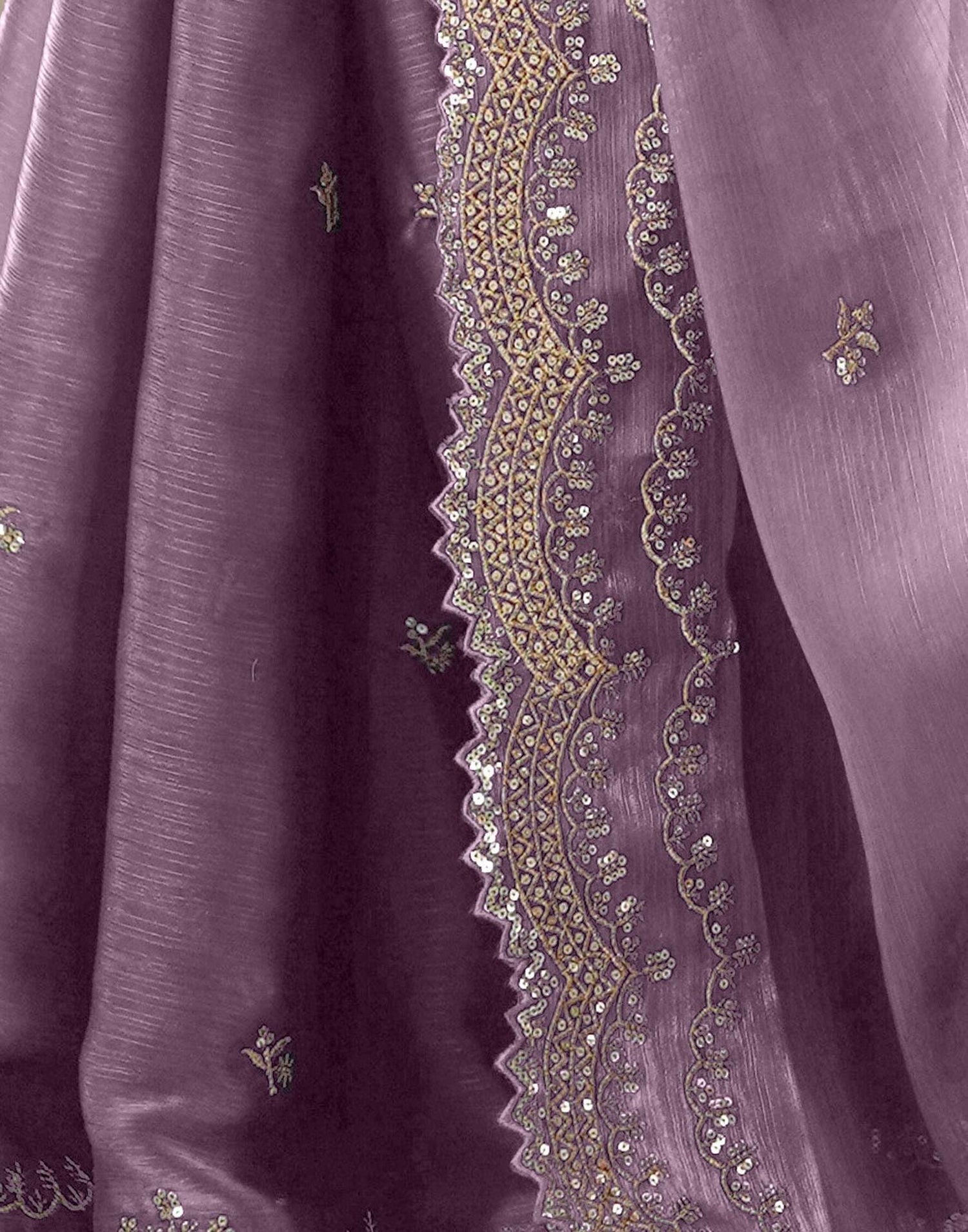 Dusty Mauve Shimmer Sequence Embroidery Saree