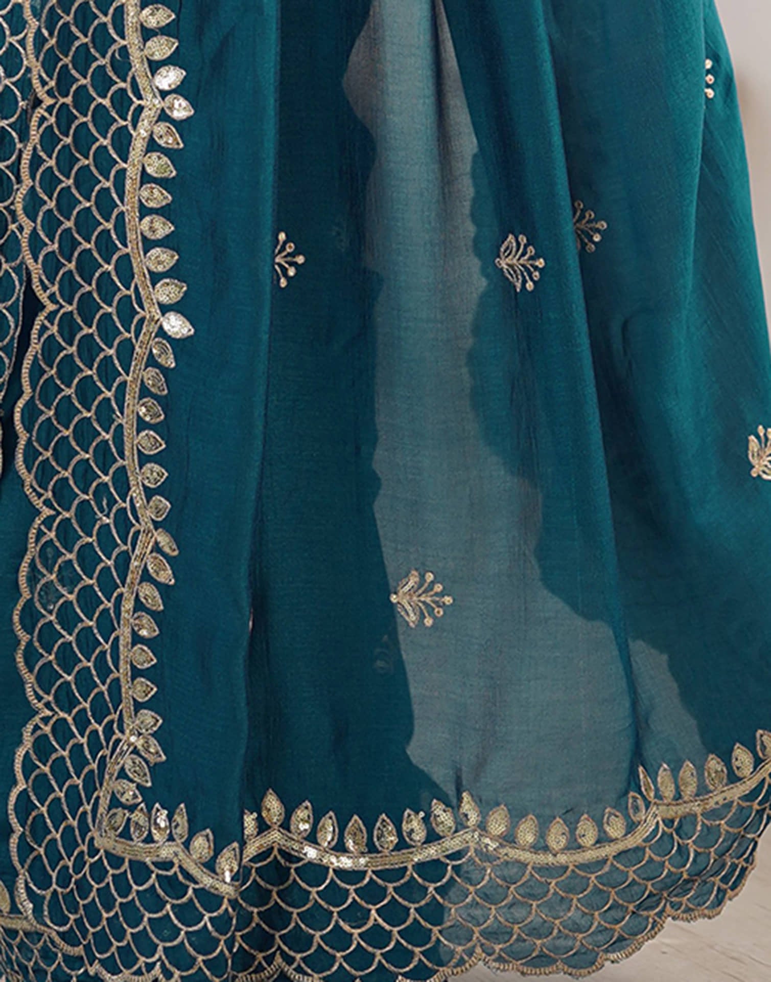 Rama Blue Silk Sequence Embroidery Saree