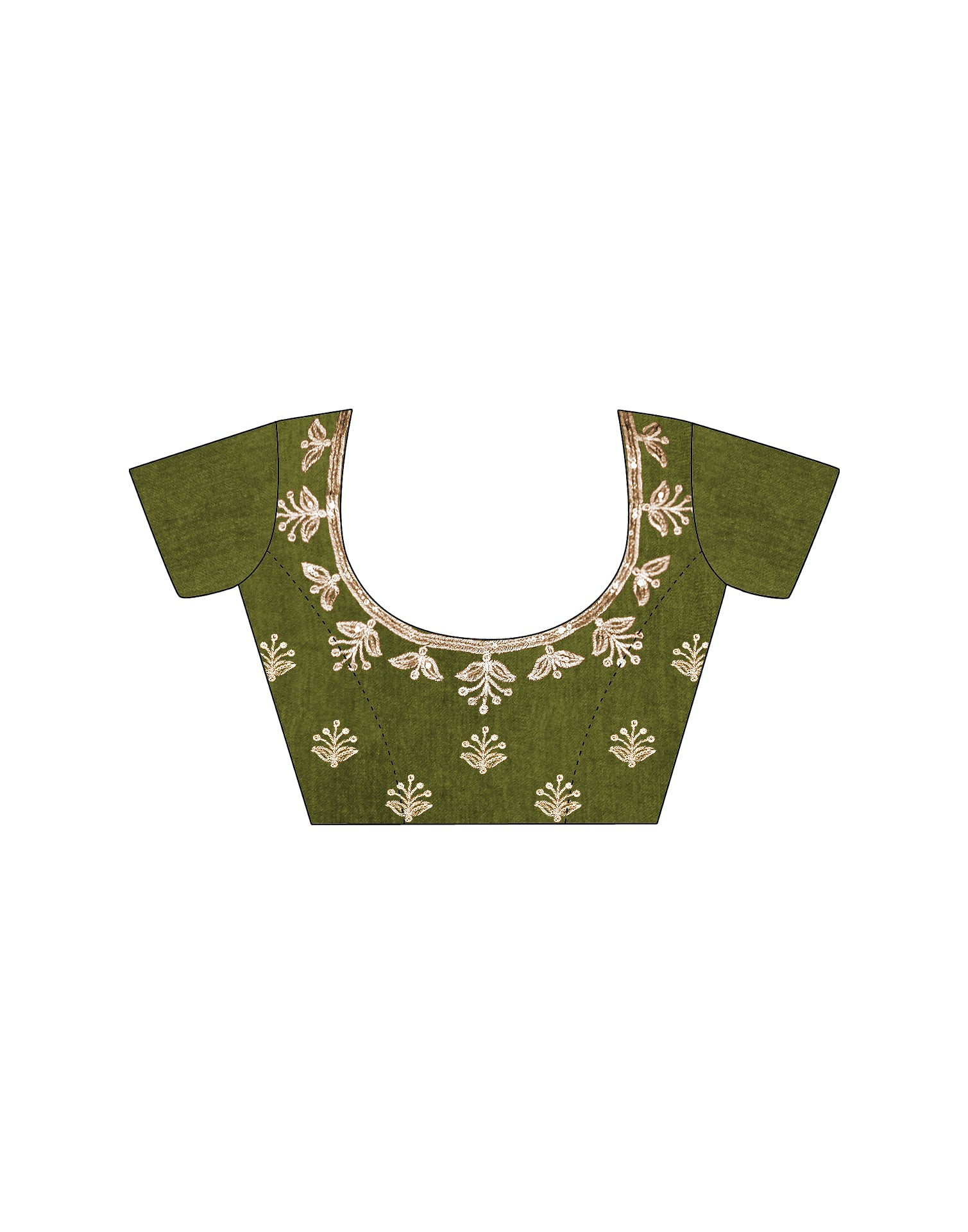 Olive Green Silk Sequence Embroidery Saree