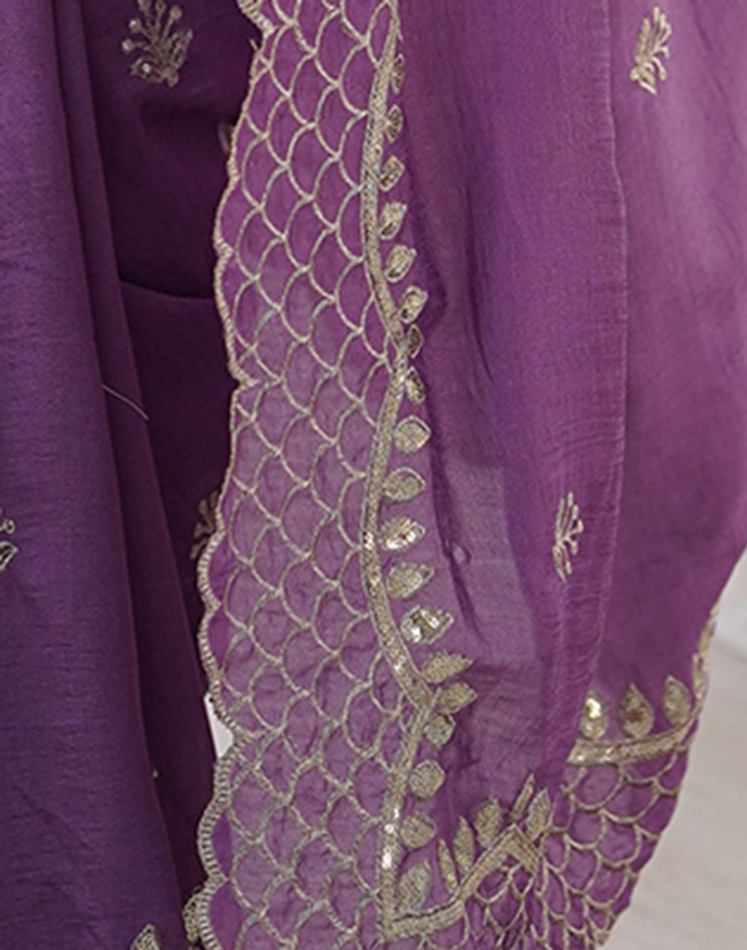 Purple Silk Sequence Embroidery Saree