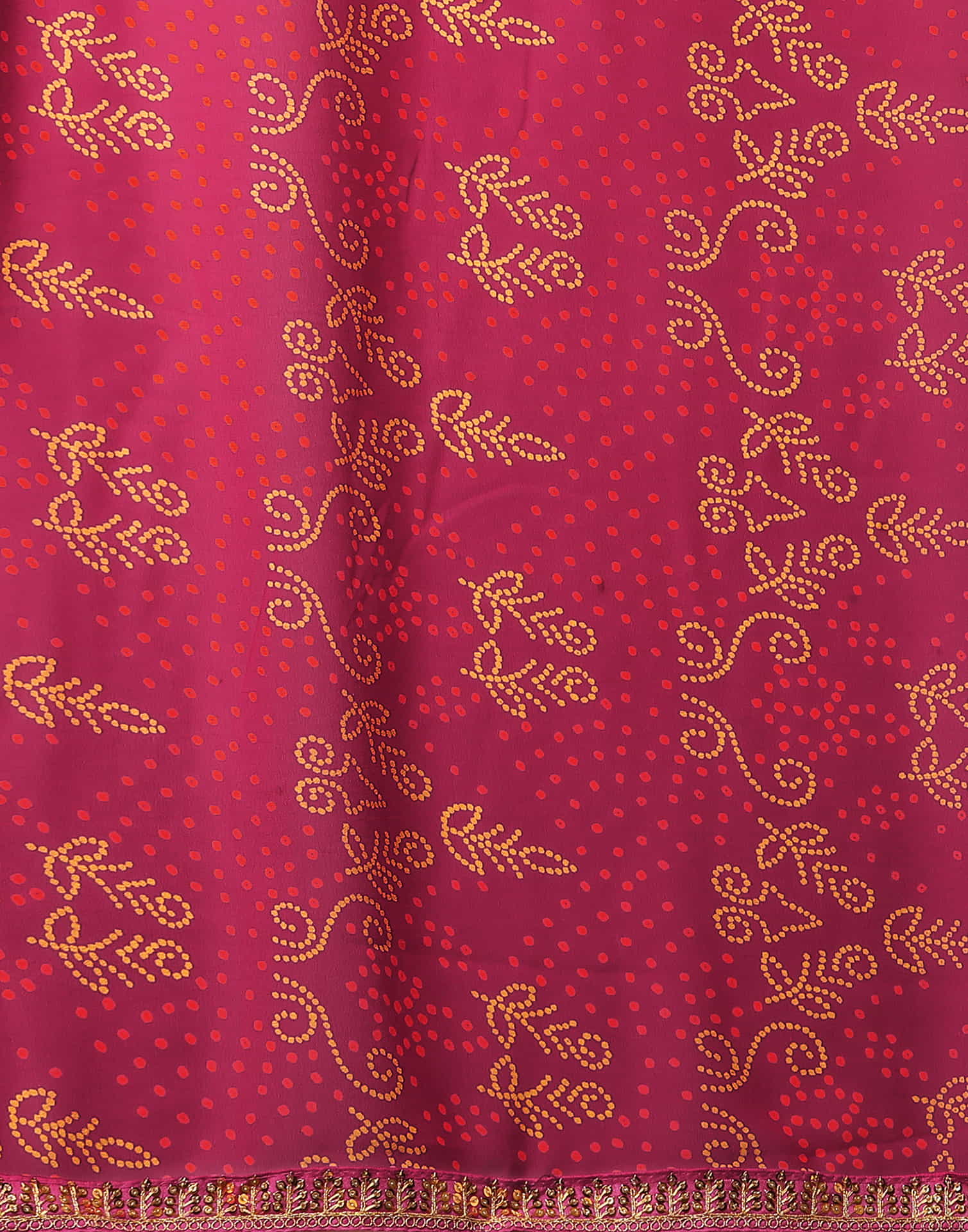 Rani Pink Georgette Printed Bandhani Saree