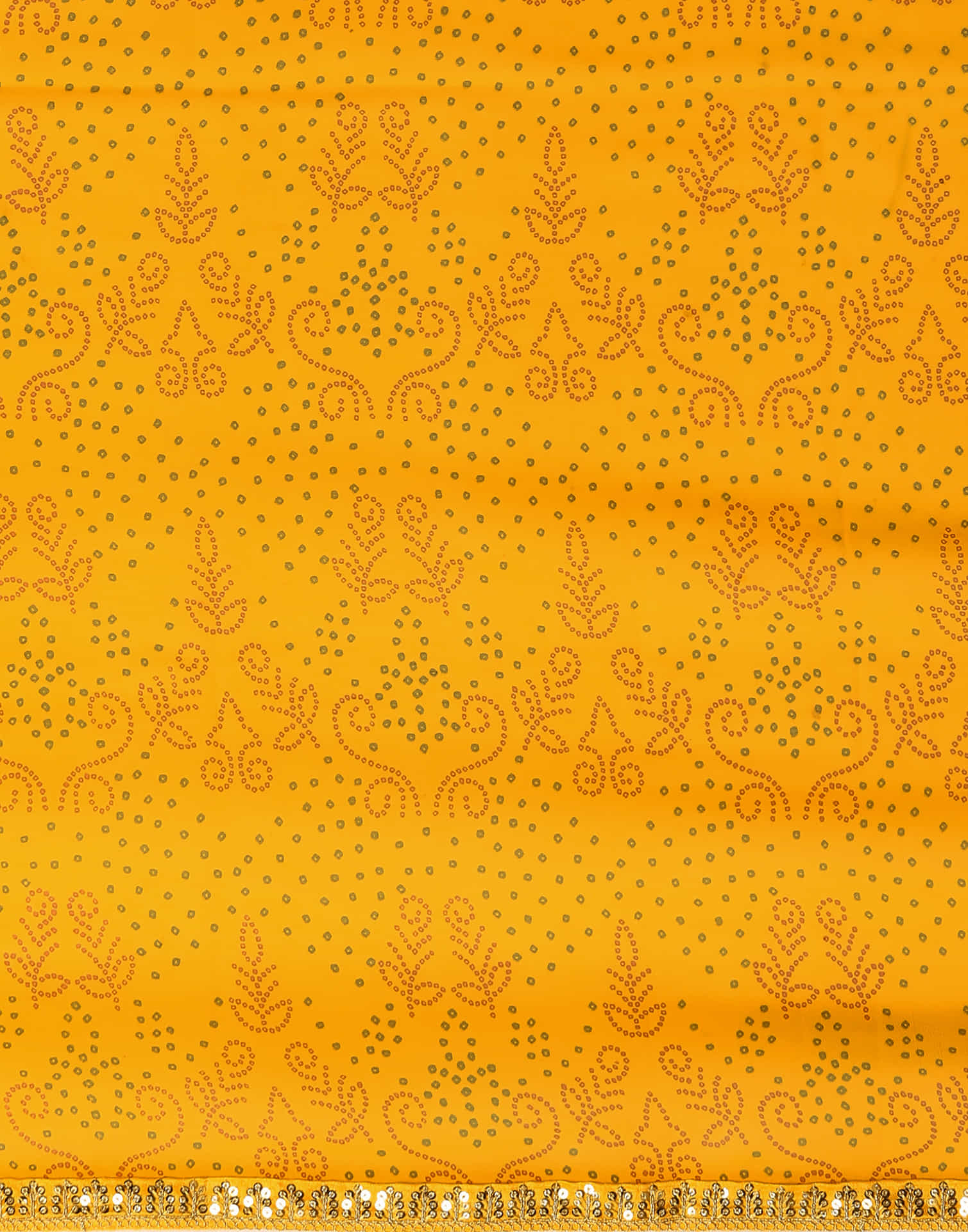 Yellow Georgette Printed Bandhani Saree