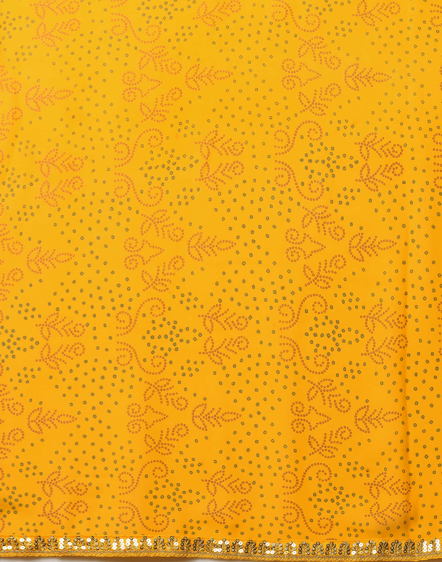 Yellow Georgette Printed Bandhani Saree