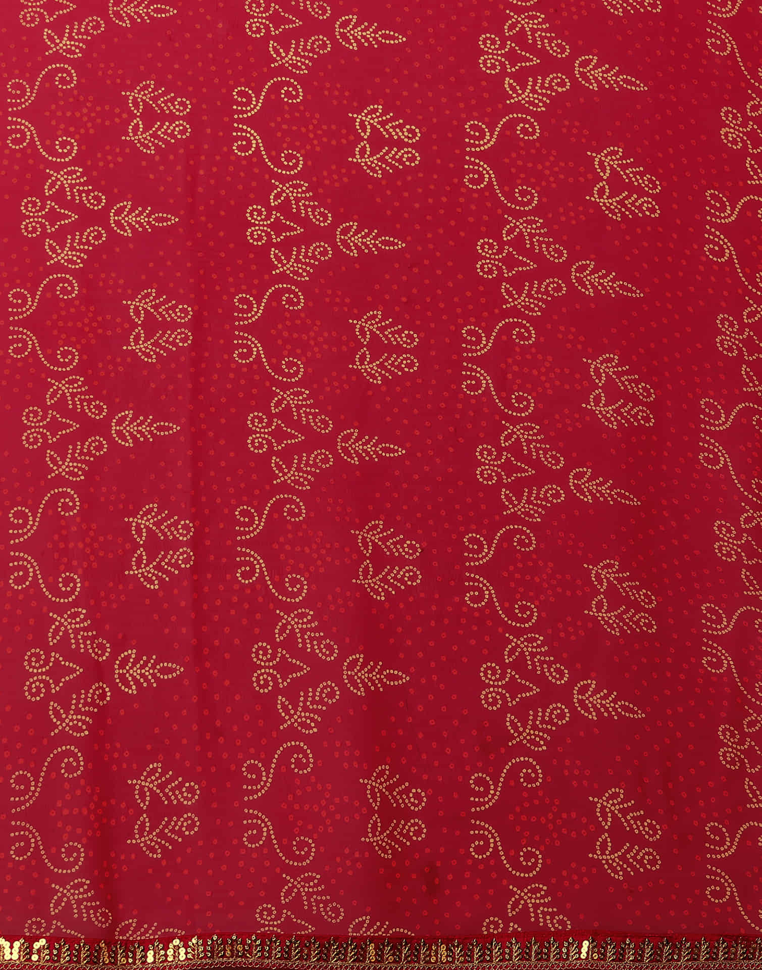Red Georgette Printed Bandhani Saree