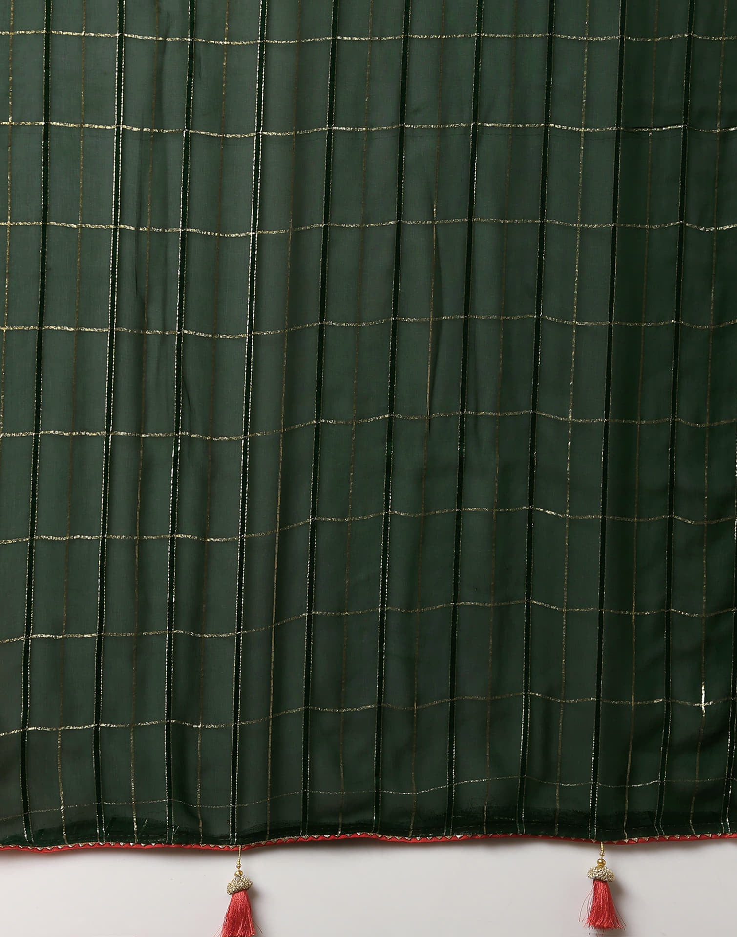 Dark Green Georgette Zari Woven Saree