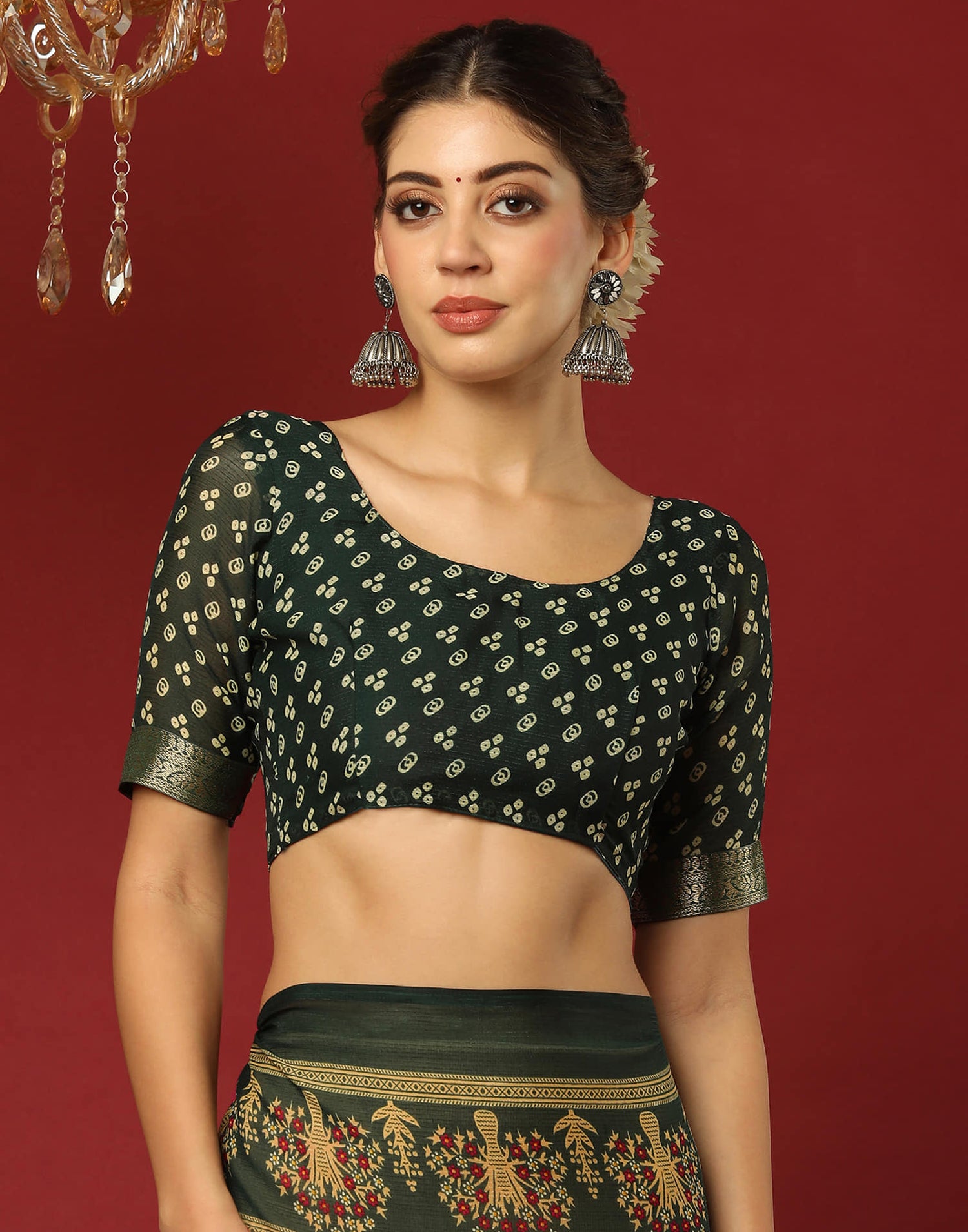 Rani Pink Georgette Printed Bandhani Saree