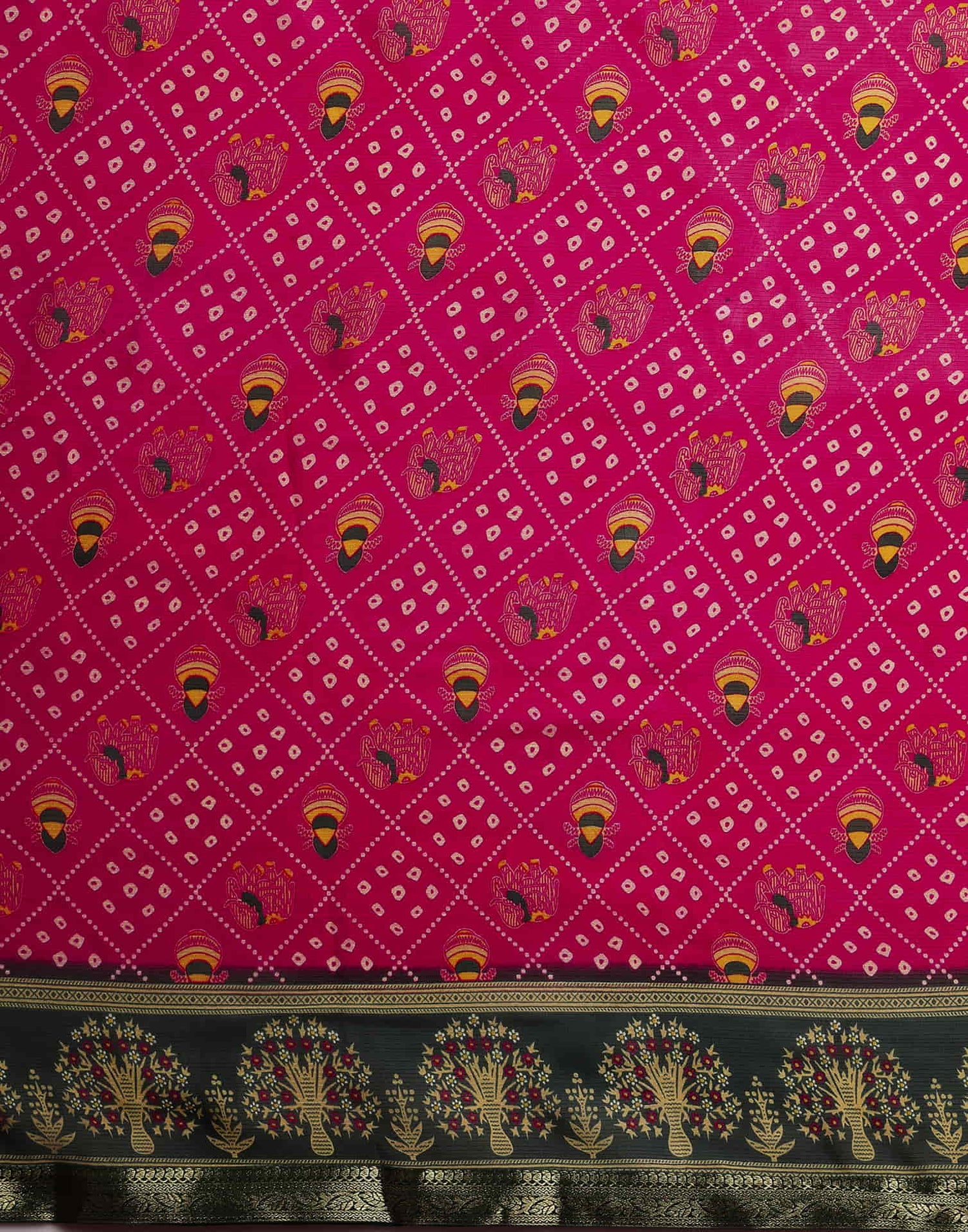 Rani Pink Georgette Printed Bandhani Saree