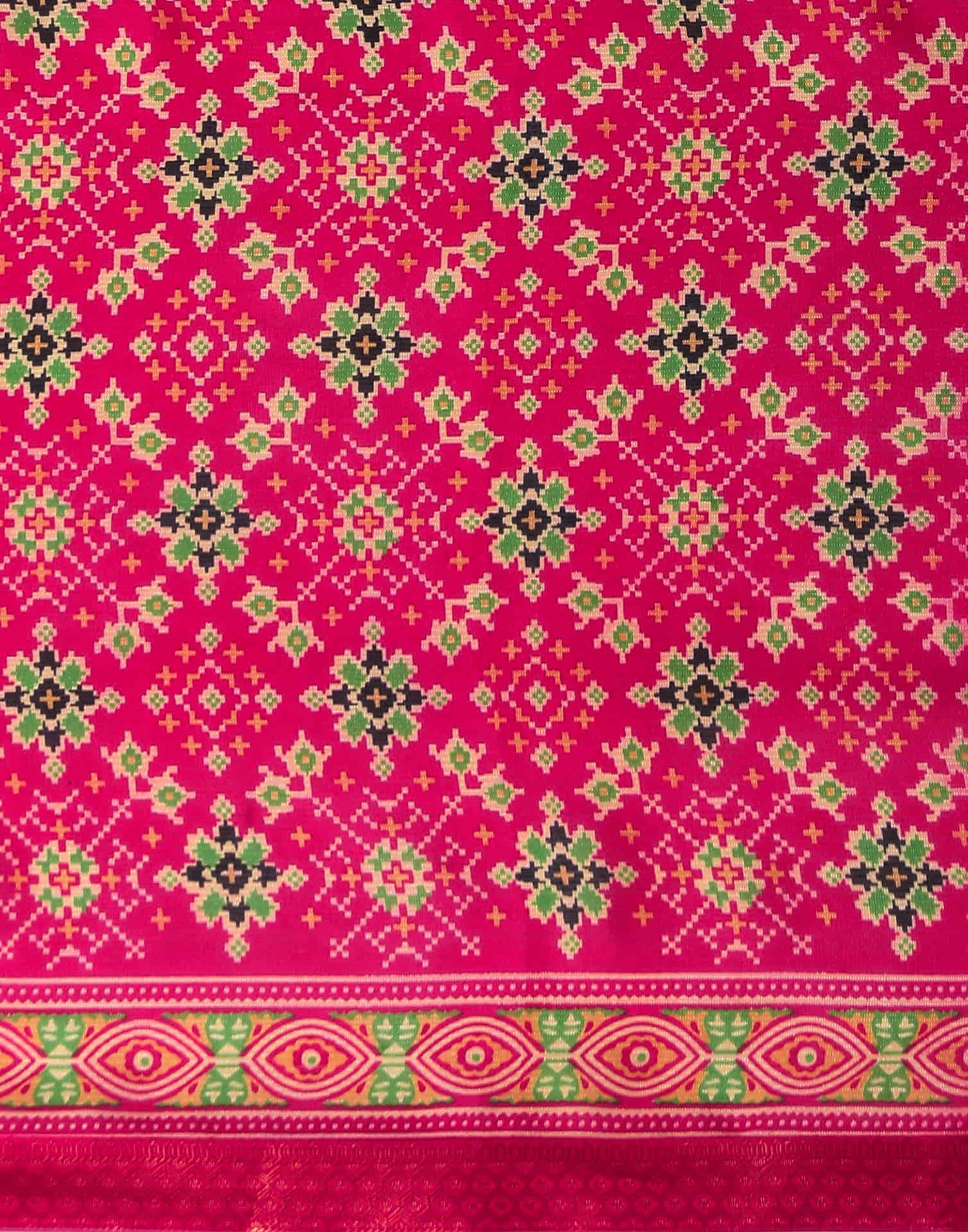 Rani Pink Georgette Printed Patola Saree