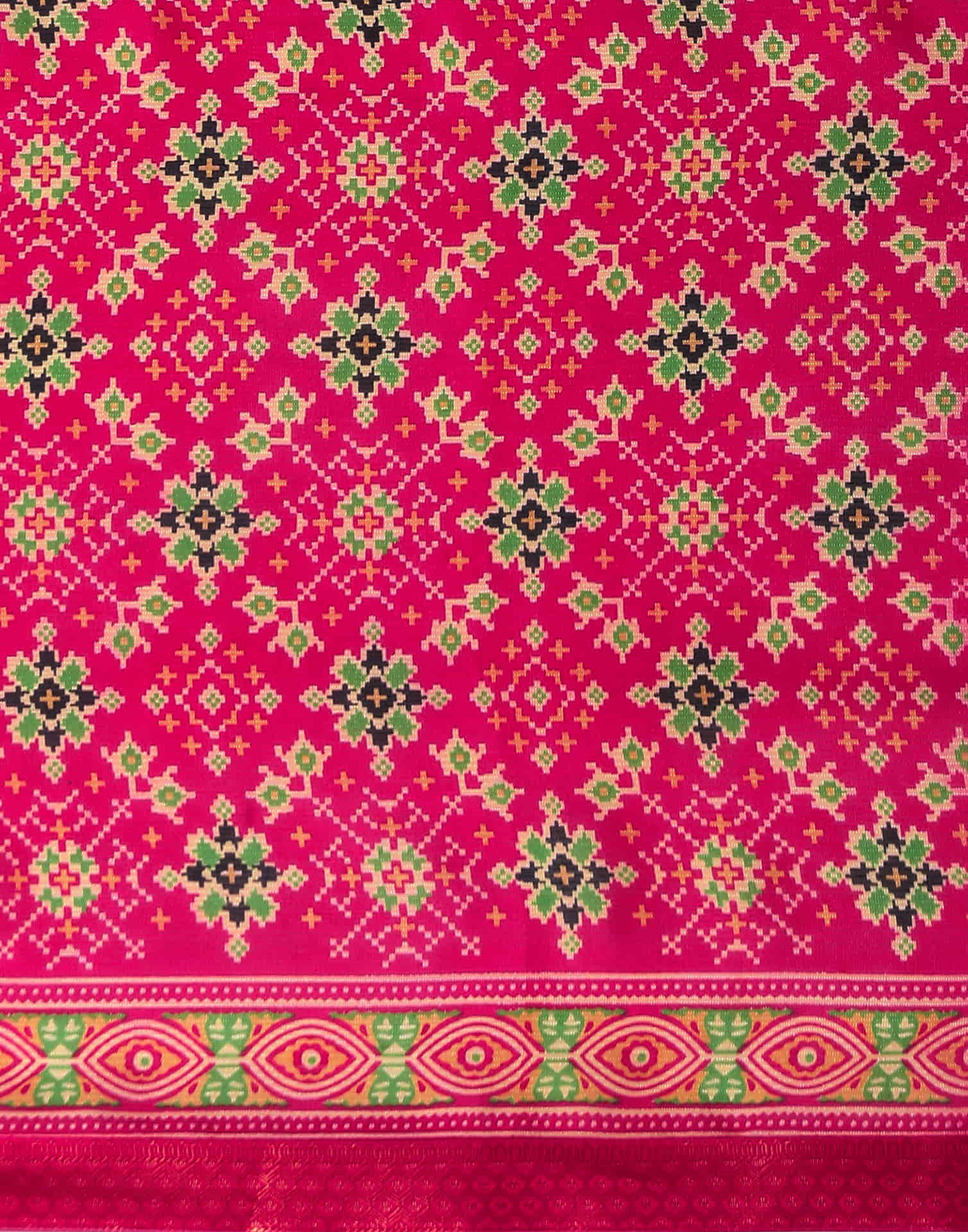 Rani Pink Georgette Printed Patola Saree