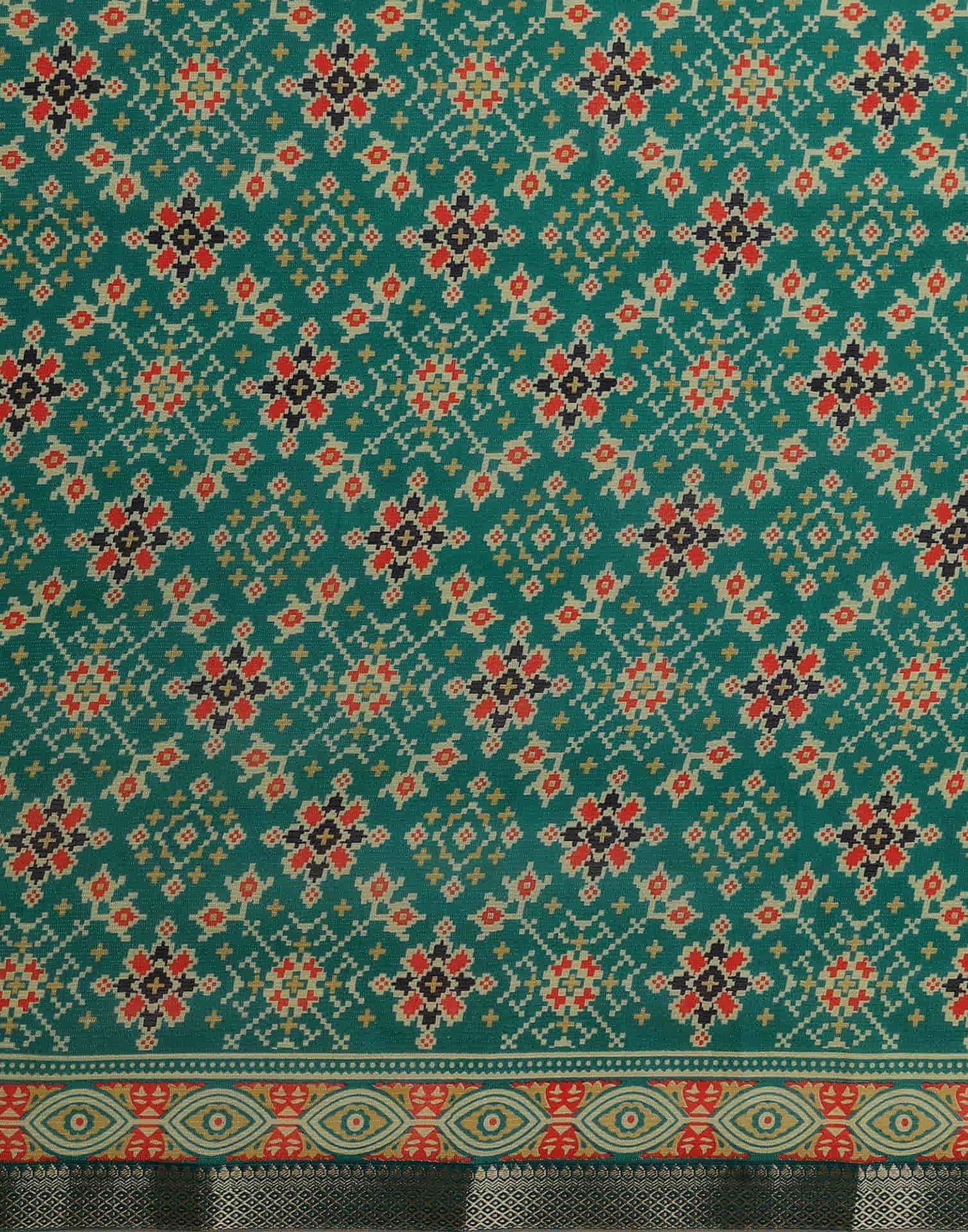 Teal Green Georgette Printed Patola Saree