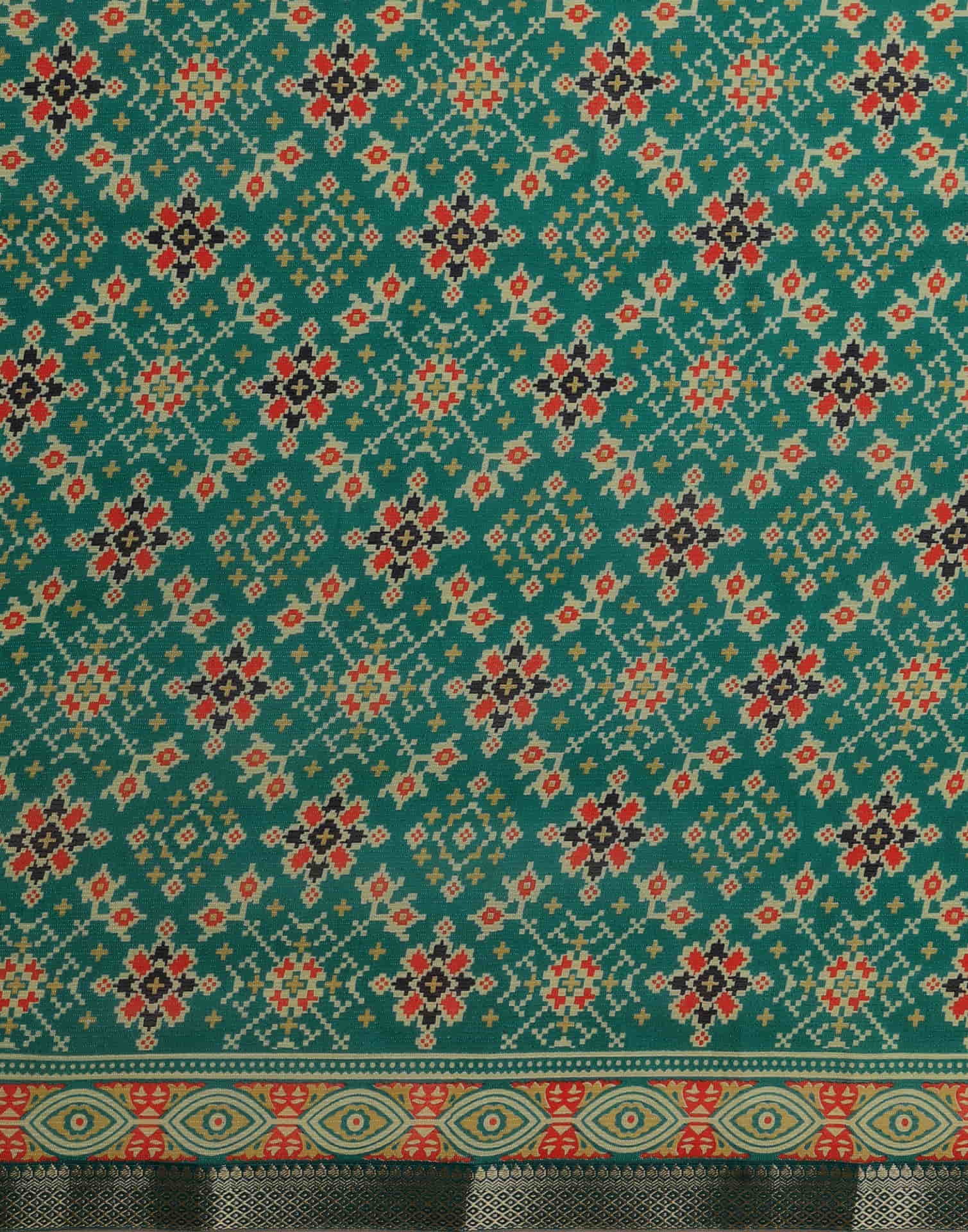 Teal Green Georgette Printed Patola Saree