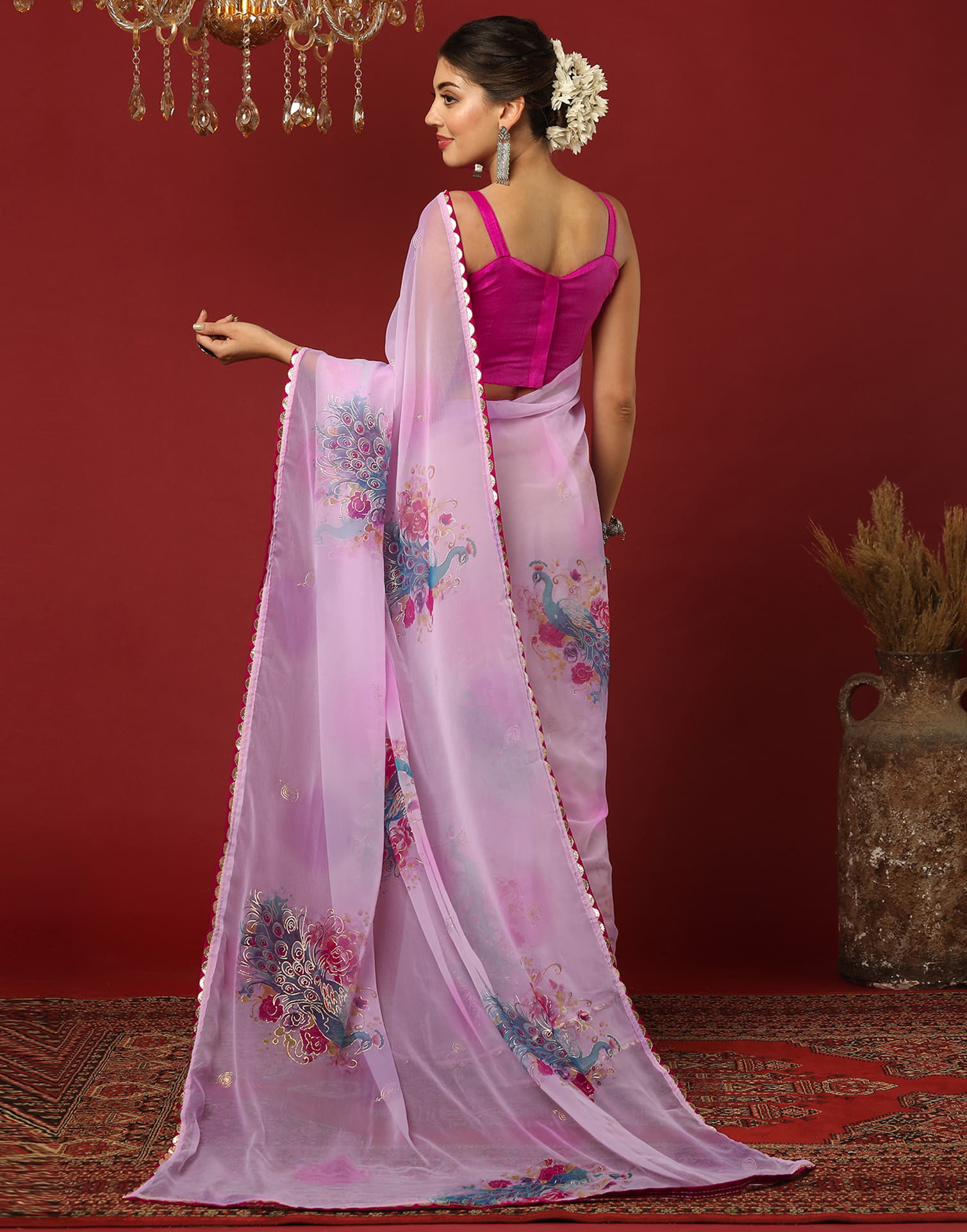 Light Purple Georgette Printed Saree