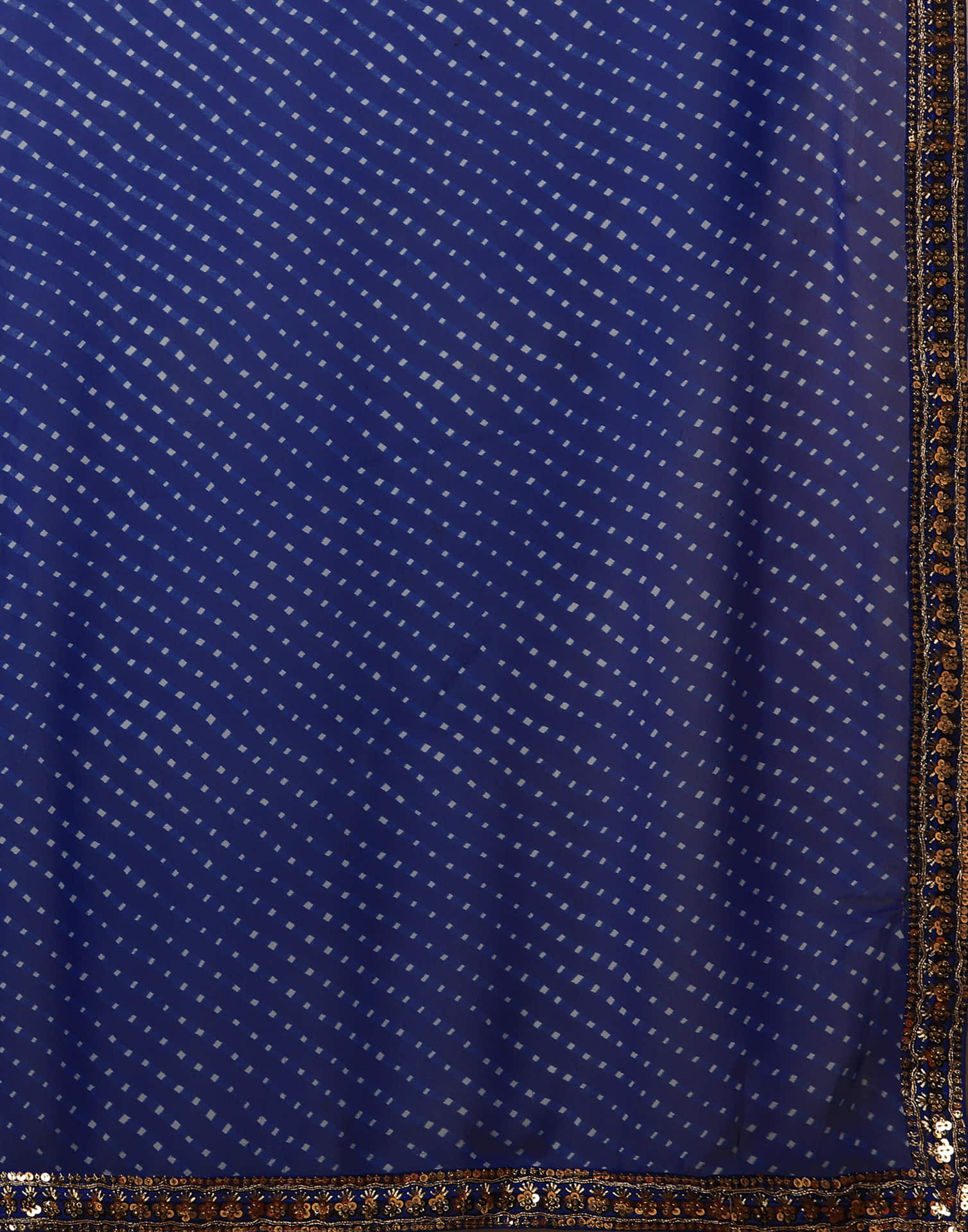 Dark Blue Georgette Printed Leheriya Saree
