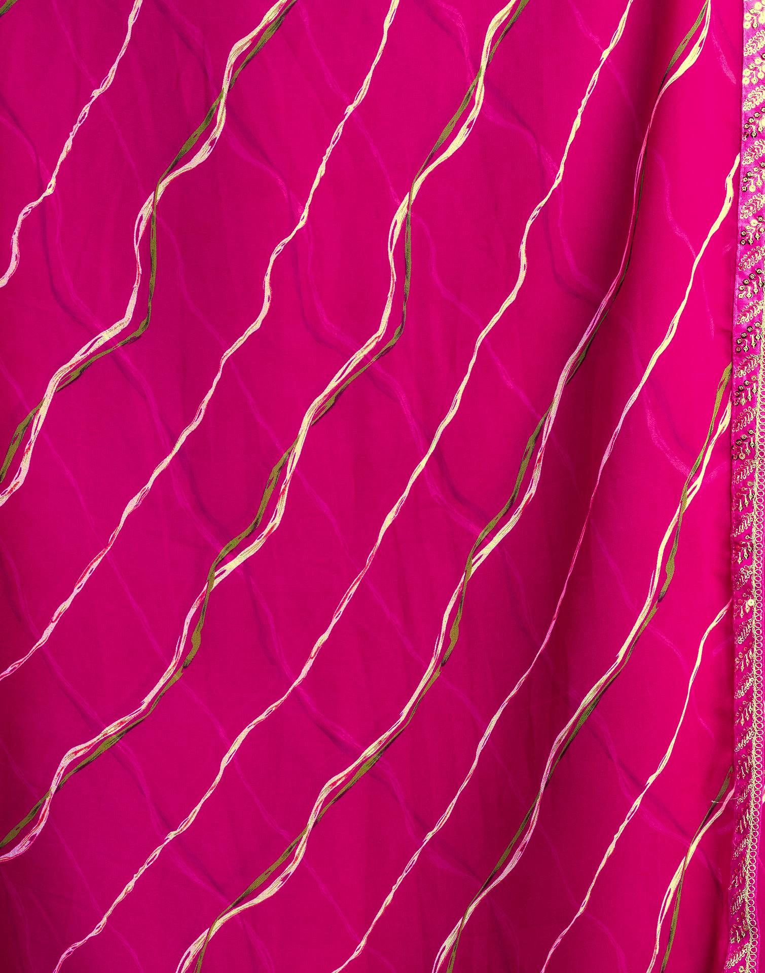 Magenta Georgette Laheriya Printed Saree