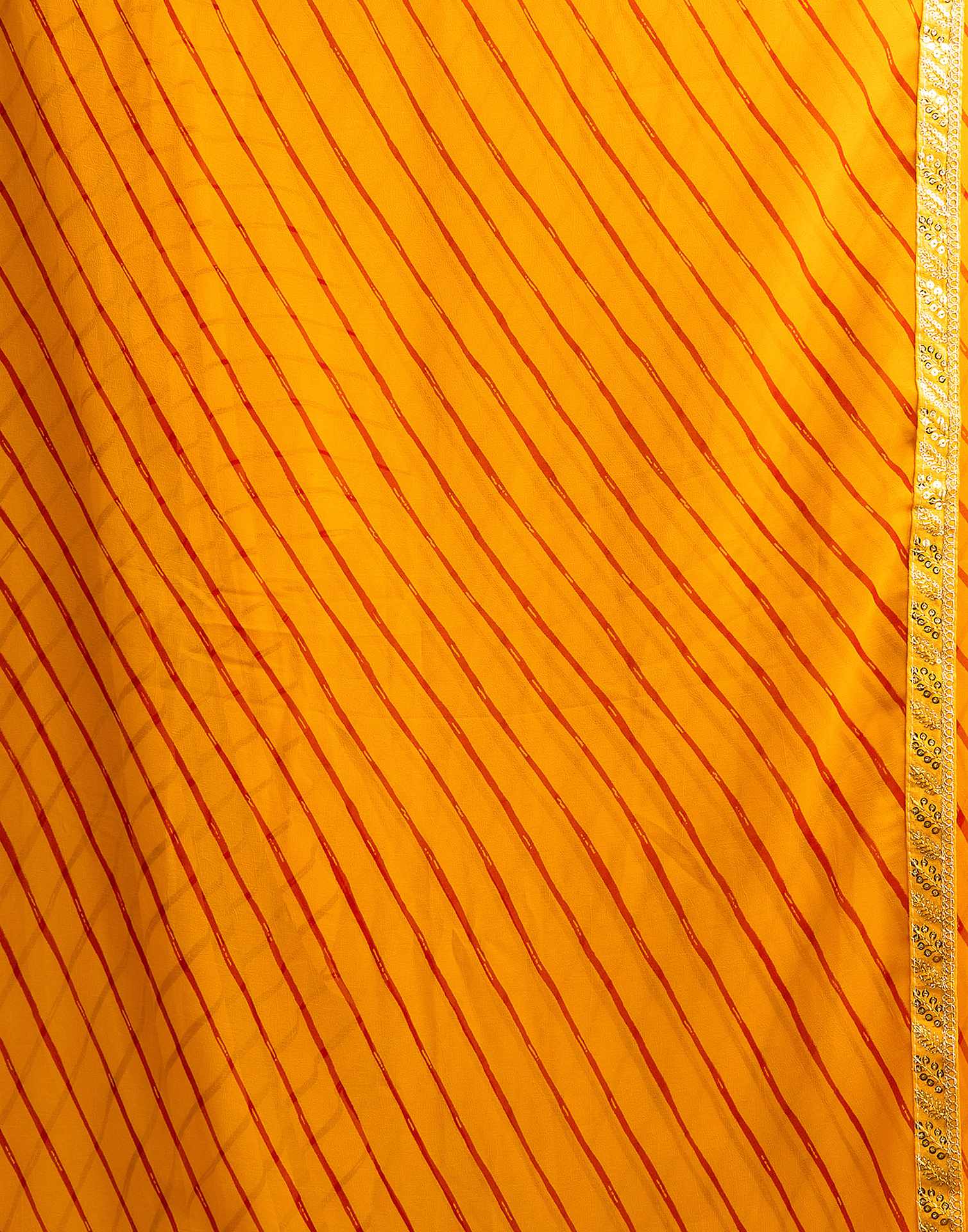 Yellow Georgette Leheriya Printed Saree
