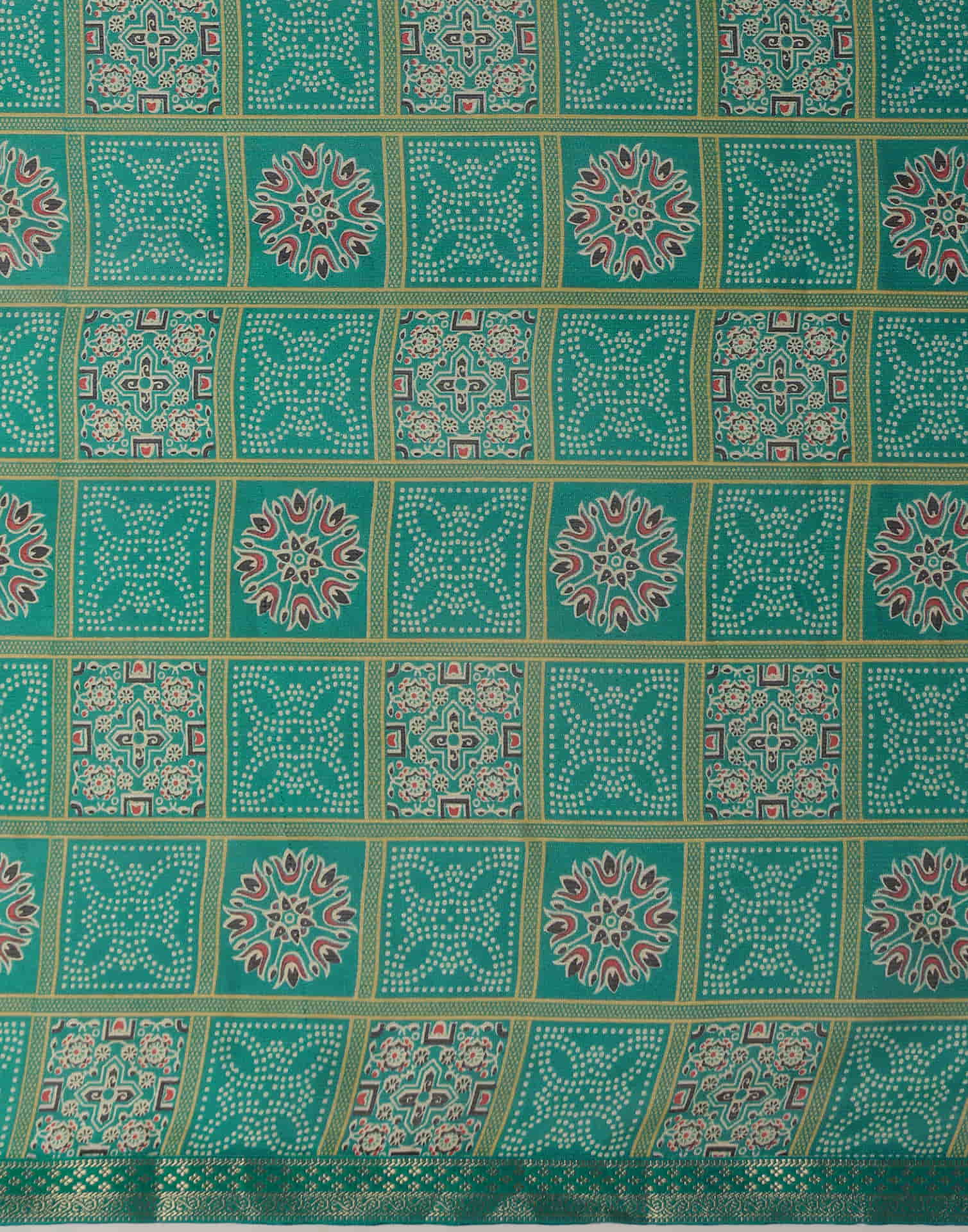 Teal Green Georgette Printed Bandhani Saree