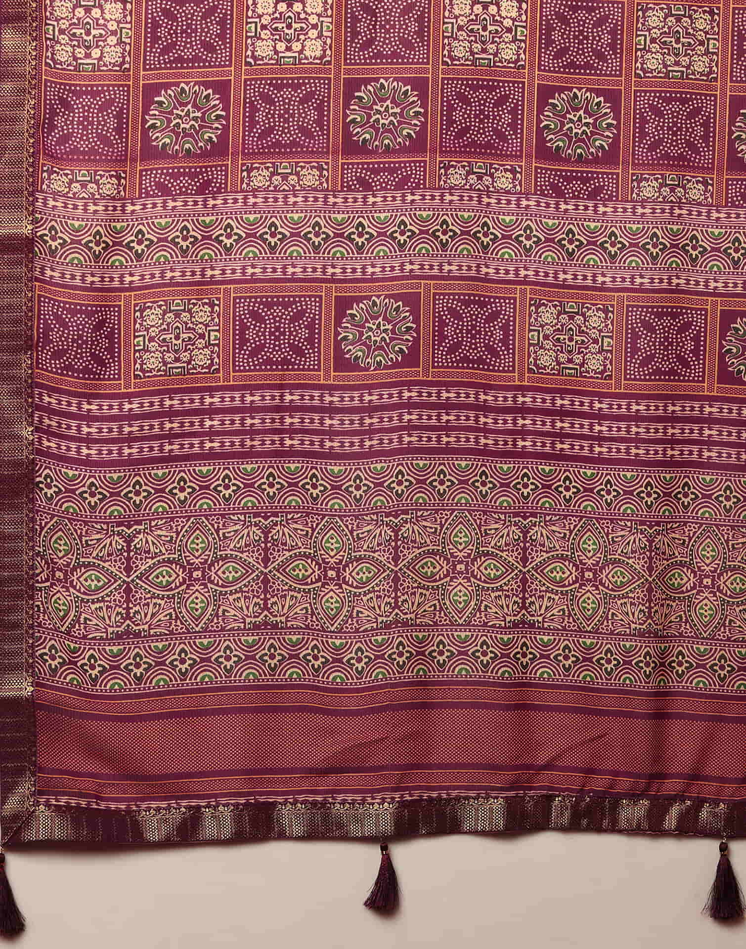 Wine Georgette Printed Bandhani Saree