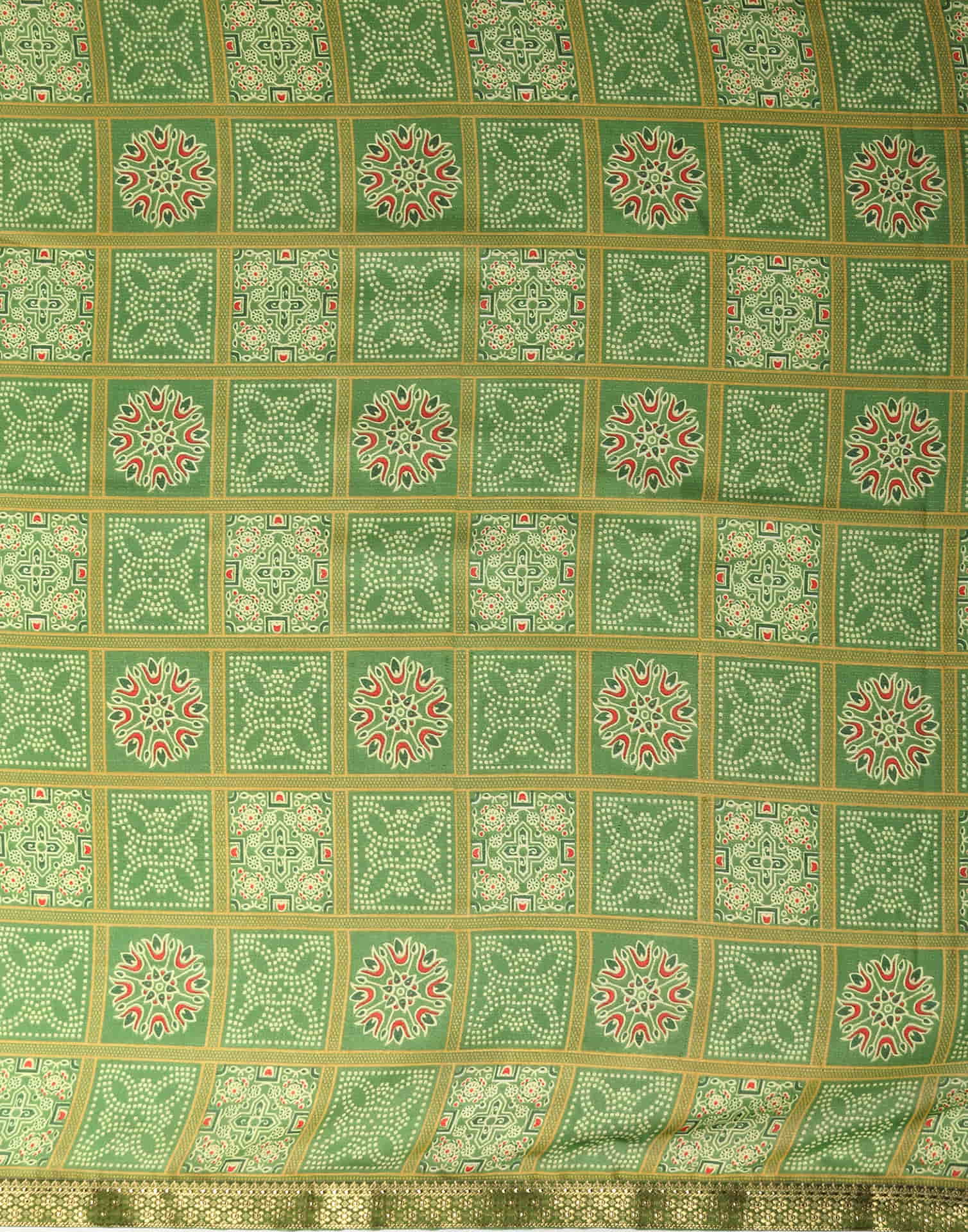 Green Georgette Printed Bandhani Saree