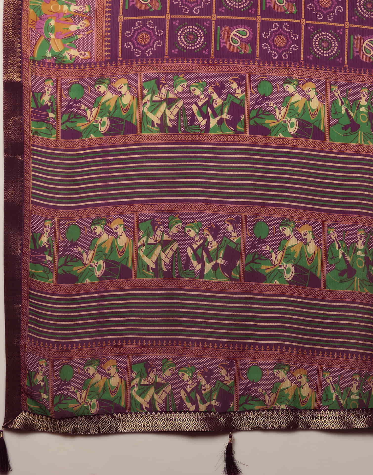 Wine Georgette Printed Bandhani Saree