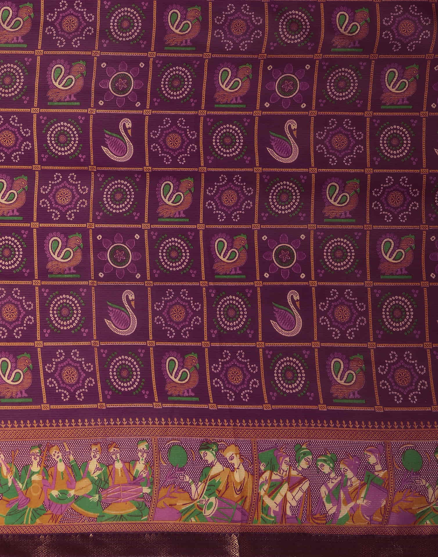 Wine Georgette Printed Bandhani Saree