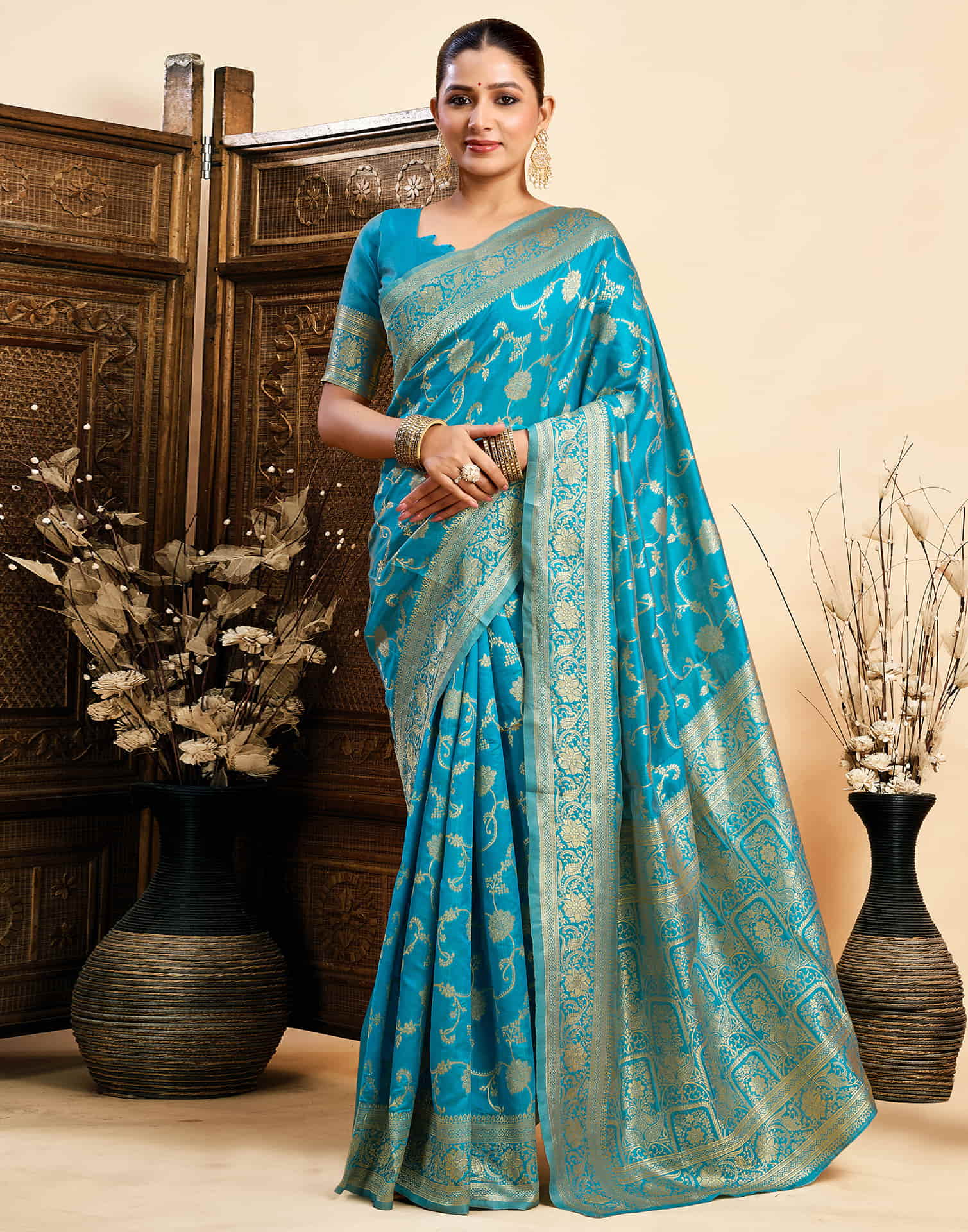 Blue Silk Woven Banarasi Saree