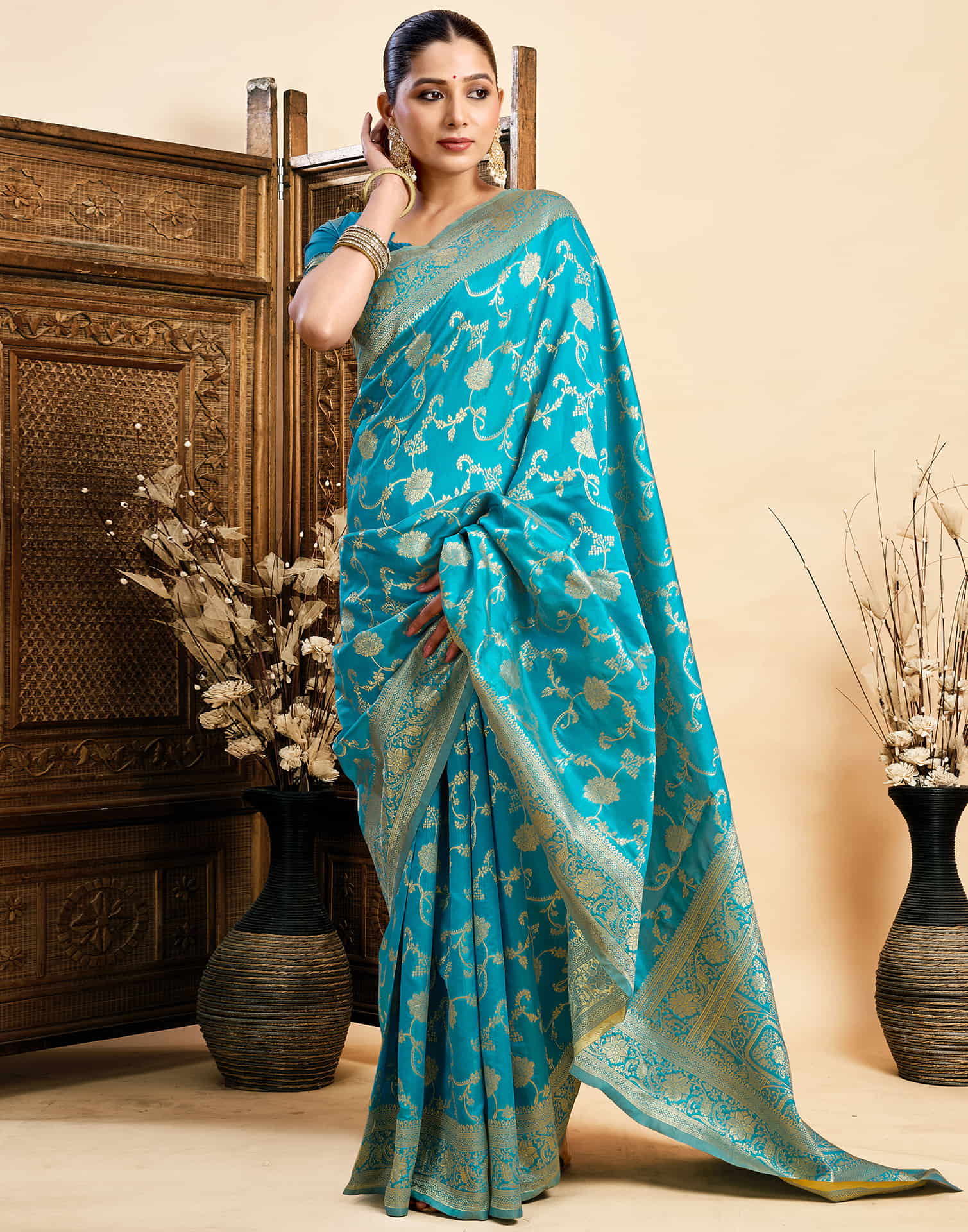 Blue Silk Woven Banarasi Saree