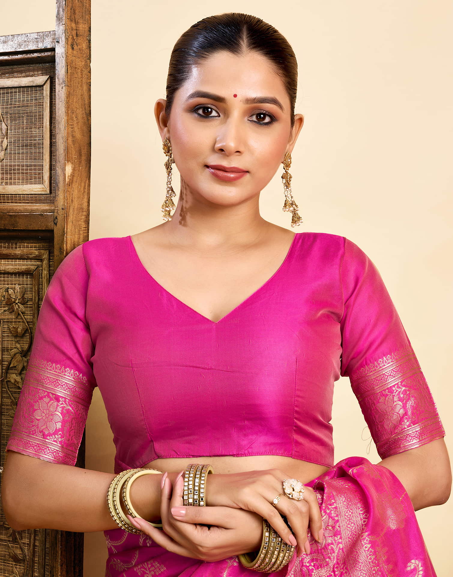 Magenta Silk Woven Banarasi Saree