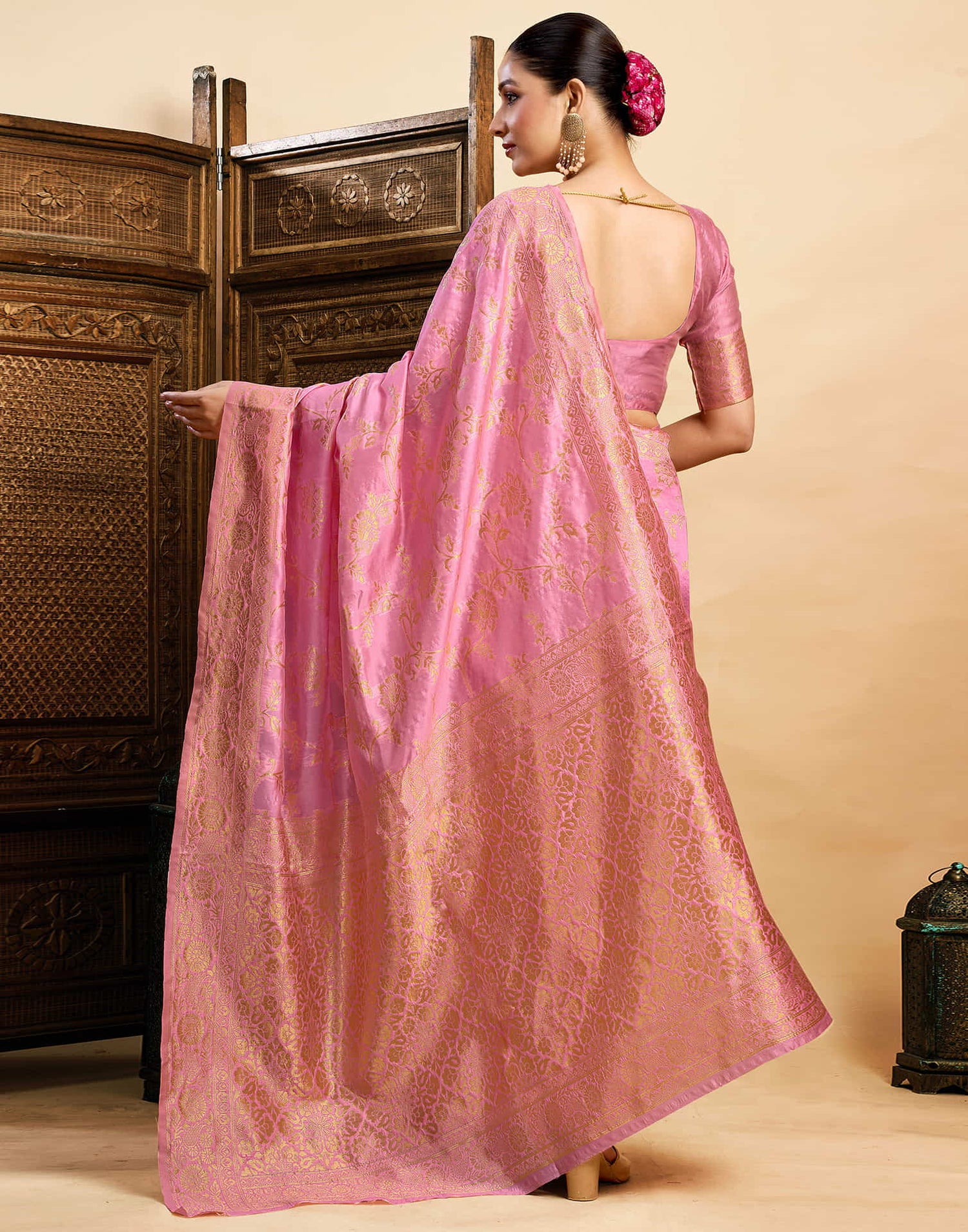 Light Pink Silk Woven Banarasi Saree
