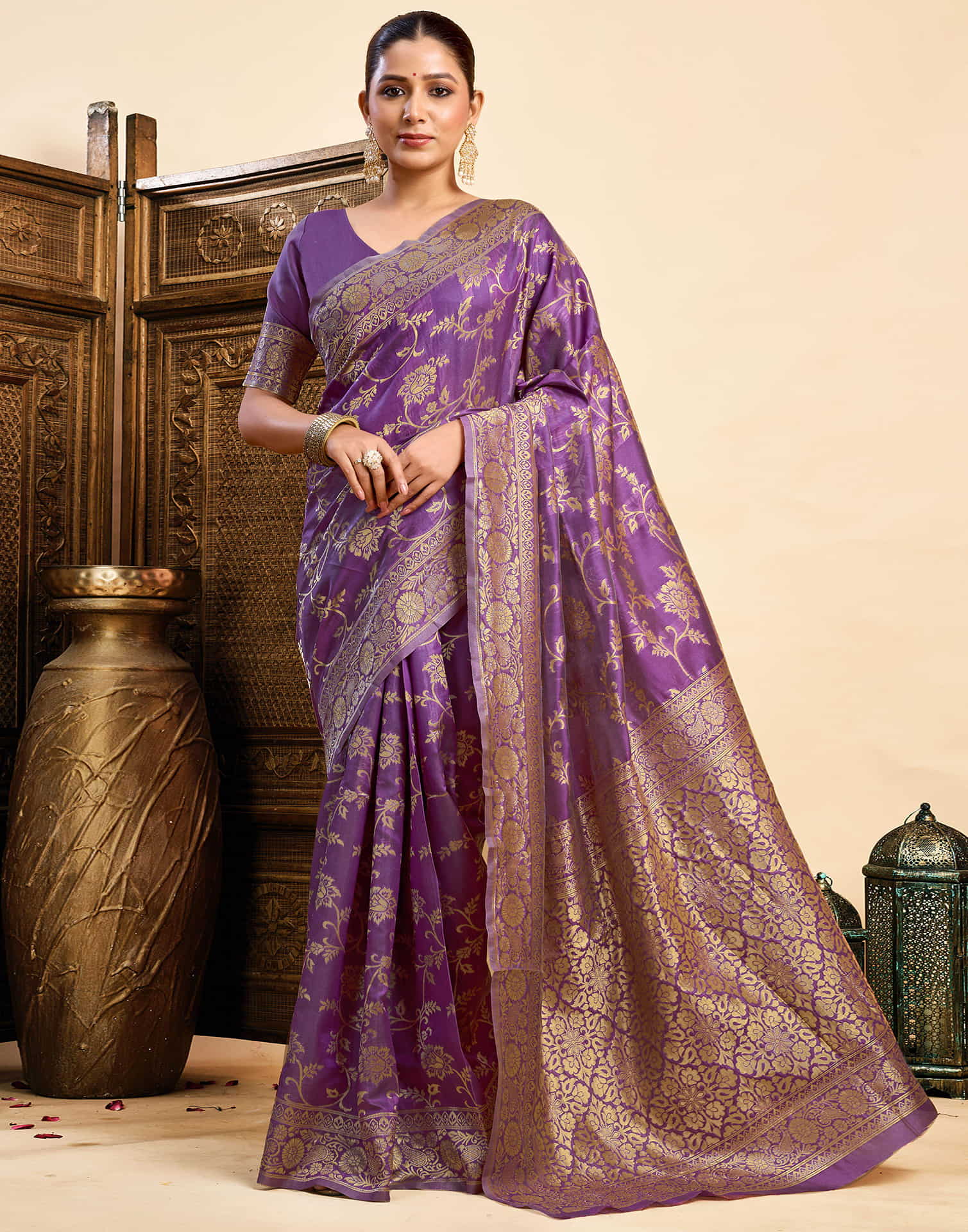 Purple Silk Woven Banarasi Saree