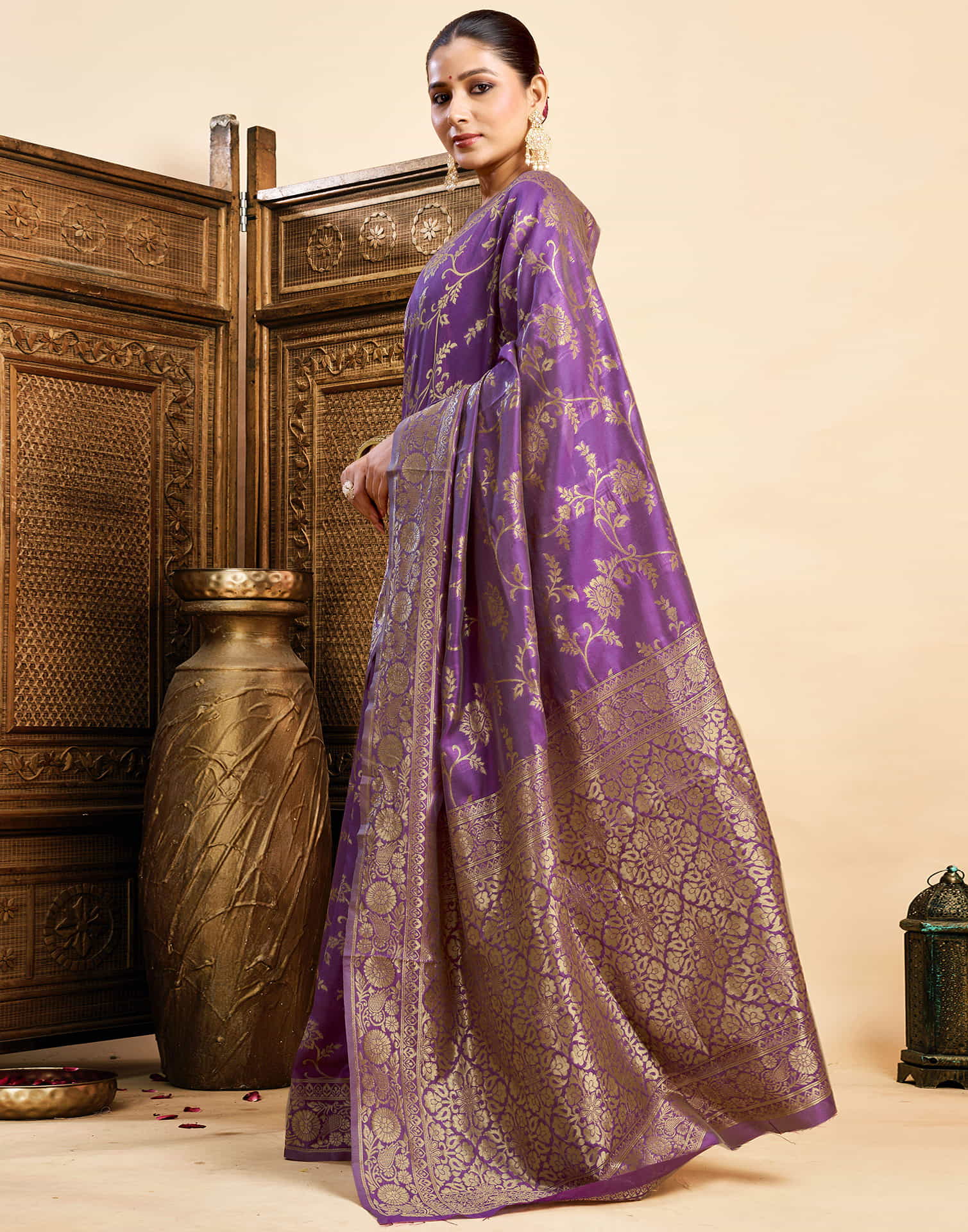 Purple Silk Woven Banarasi Saree