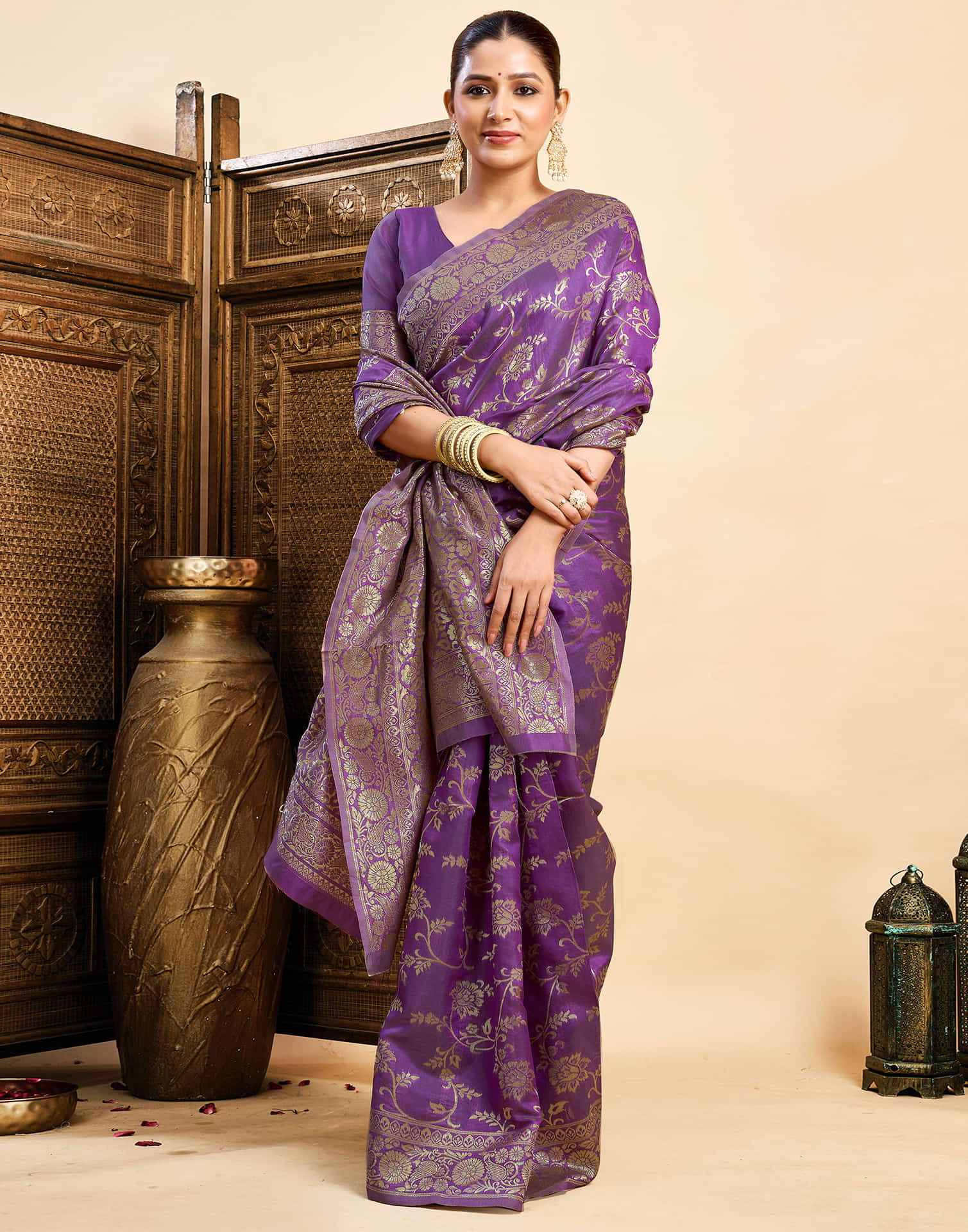 Purple Silk Woven Banarasi Saree