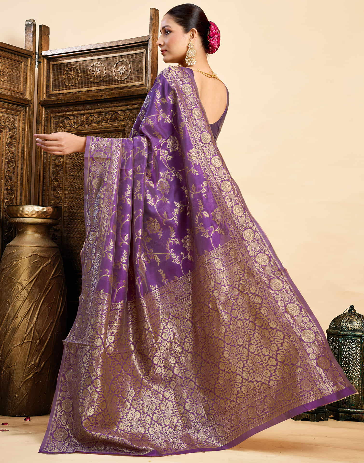 Purple Silk Woven Banarasi Saree